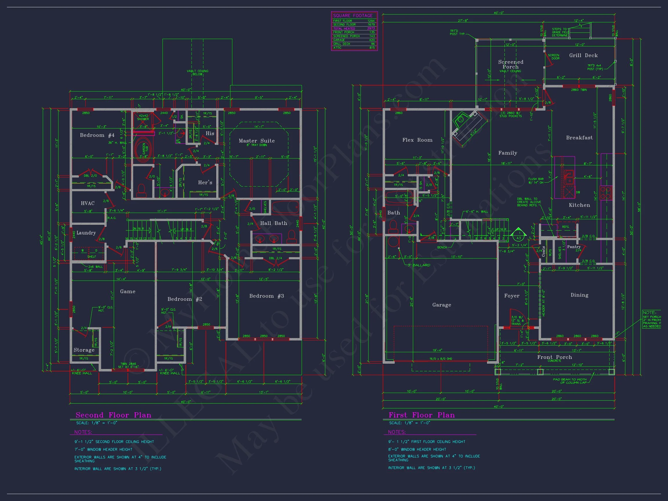 14-1055 HOUSE PLAN - Modern Craftsman House Design | Floor Plan & CAD Blueprint 4 Floor Plan & CAD Blueprint