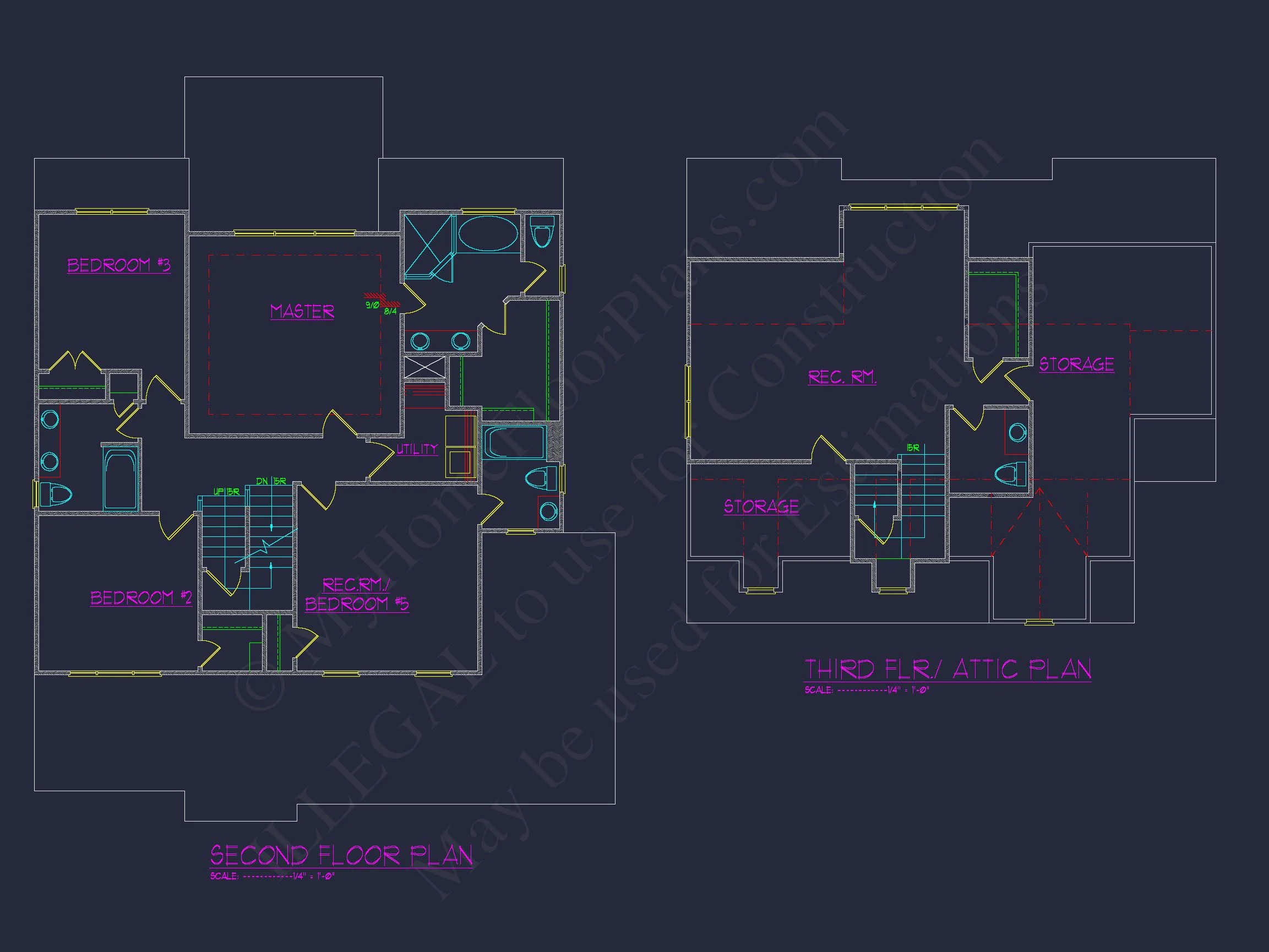 14-1038 HOUSE PLAN - Charming House Blueprints: 2.5 Story Floor Plan Designs in CAD 8 Charming house Blueprints: 2.5 Story Floor Plan Designs in CAD