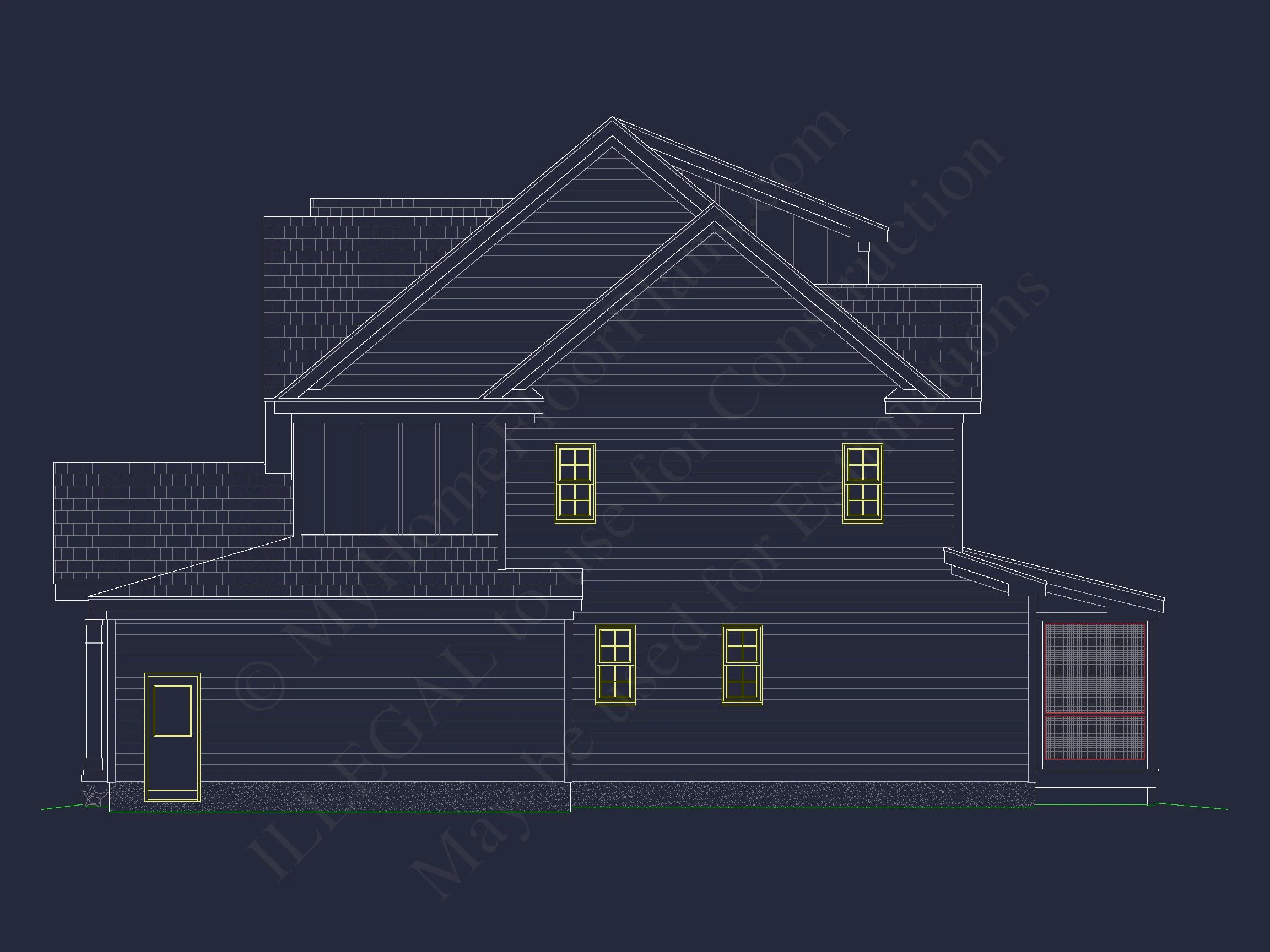 14-1038 HOUSE PLAN - Charming House Blueprints: 2.5 Story Floor Plan Designs in CAD 4 Charming house Blueprints: 2.5 Story Floor Plan Designs in CAD
