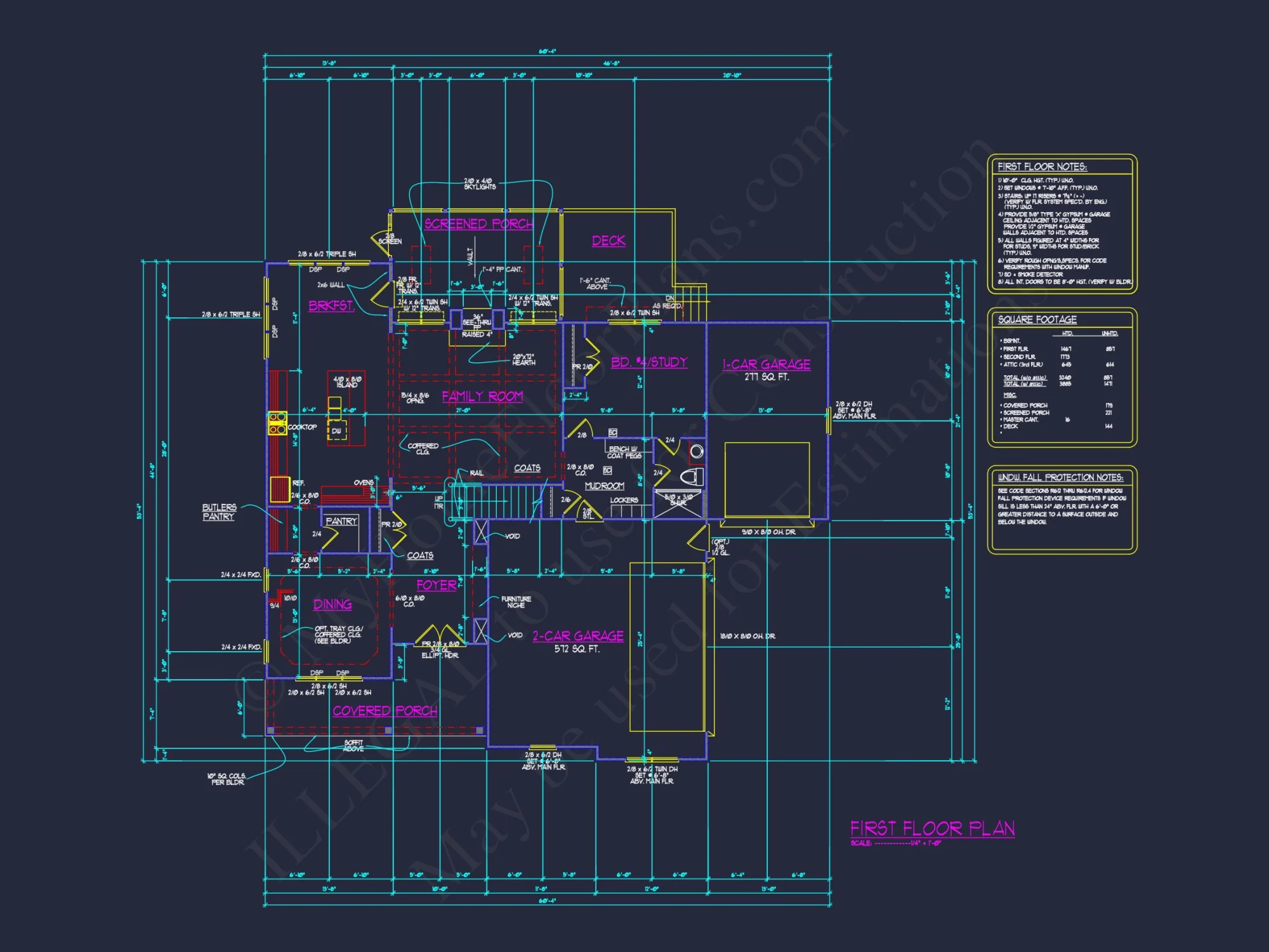 Detailed house Plan Blueprint with Traditional Architecture