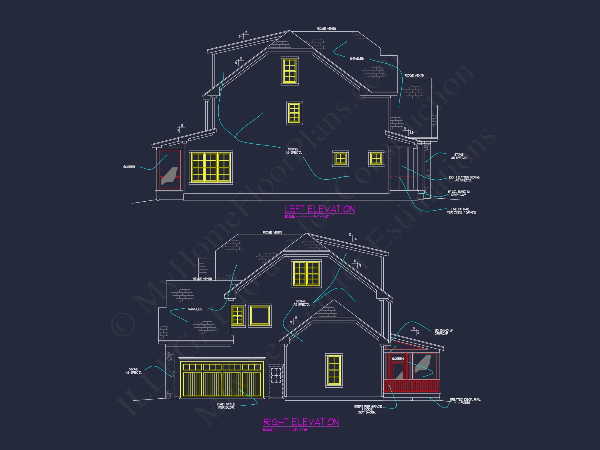 Detailed house Plan Blueprint with Traditional Architecture