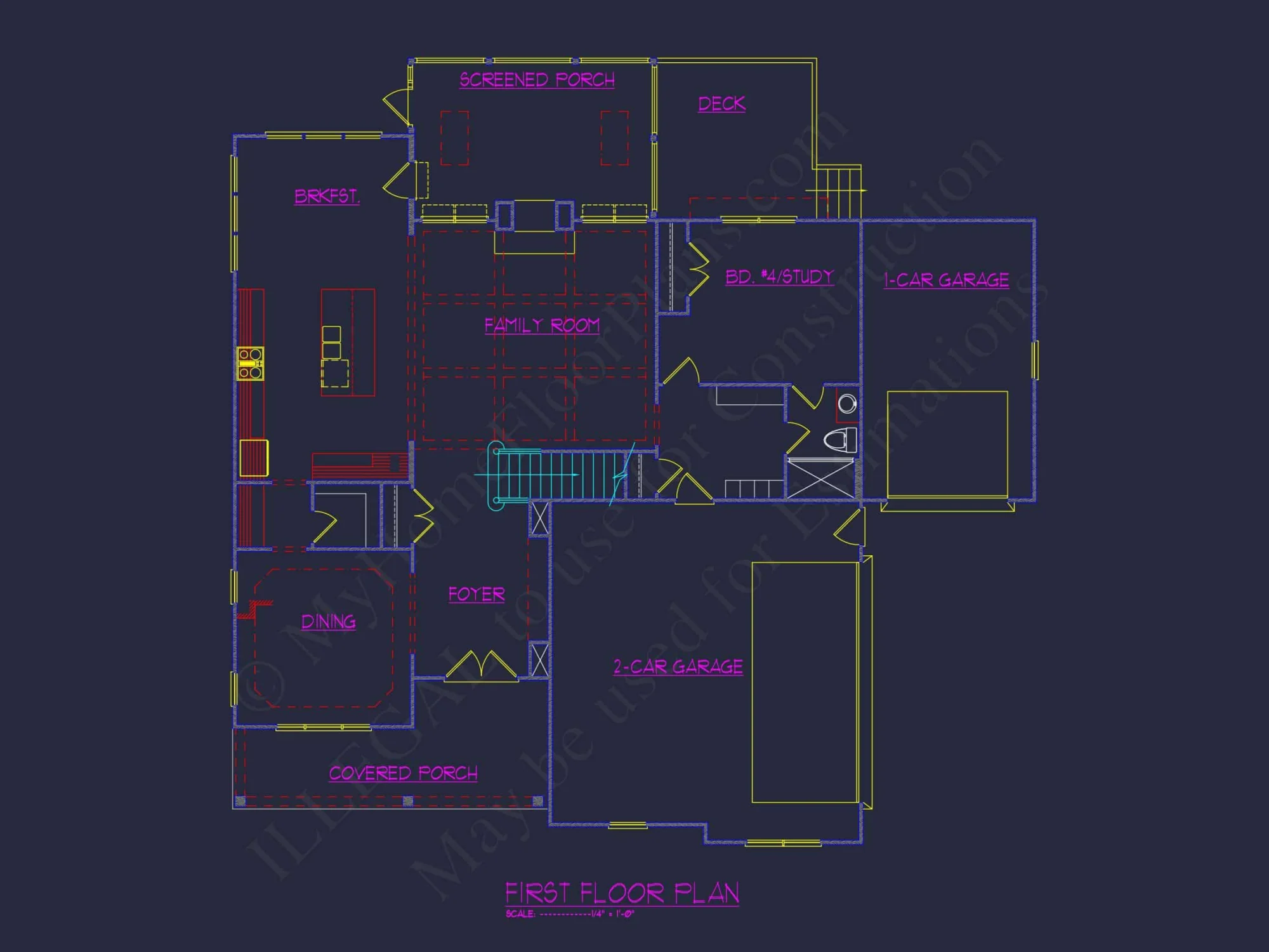 Detailed house Plan Blueprint with Traditional Architecture
