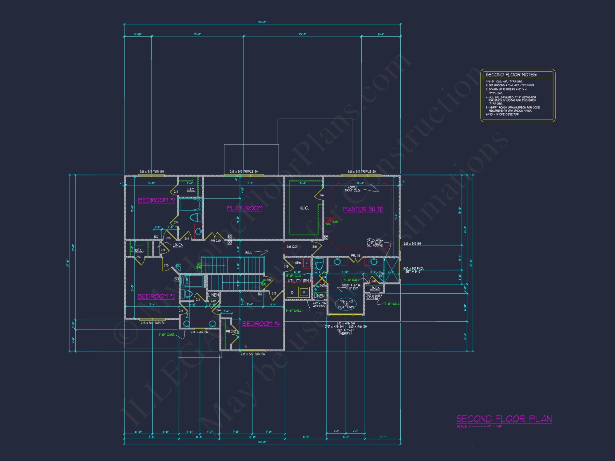 Classic Colonial Farmhouse house Plan with 2.5 Floors & CAD