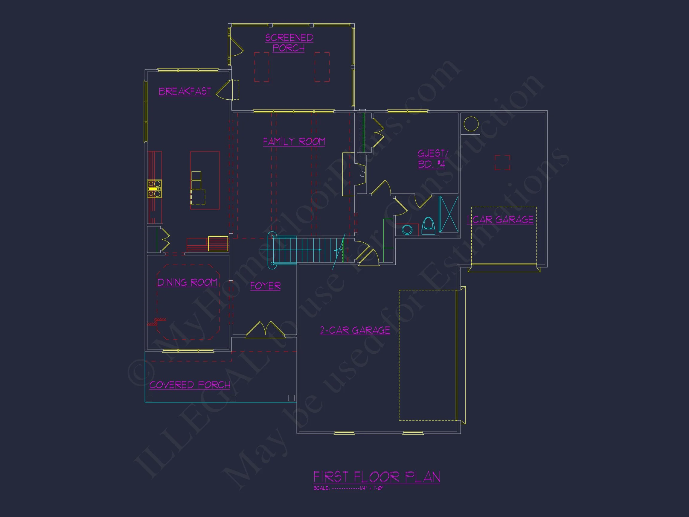 13-1892 HOUSE PLAN - Elegant House Plan with 2-Car Garage, Open Floor Plan & CAD Designs 4 Elegant house Plan with 2-Car Garage, Open Floor Plan & CAD Designs