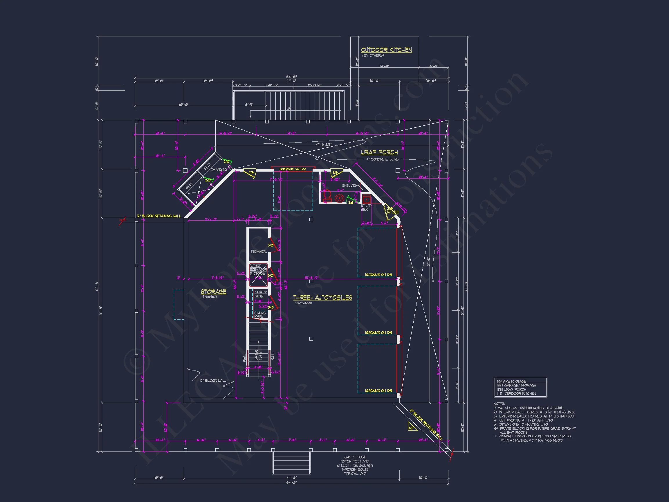 13-1822 HOUSE PLAN - Beach House Design | Coastal Floor Plan with Wraparound Porch 13 Coastal Floor Plan with Wraparound Porch