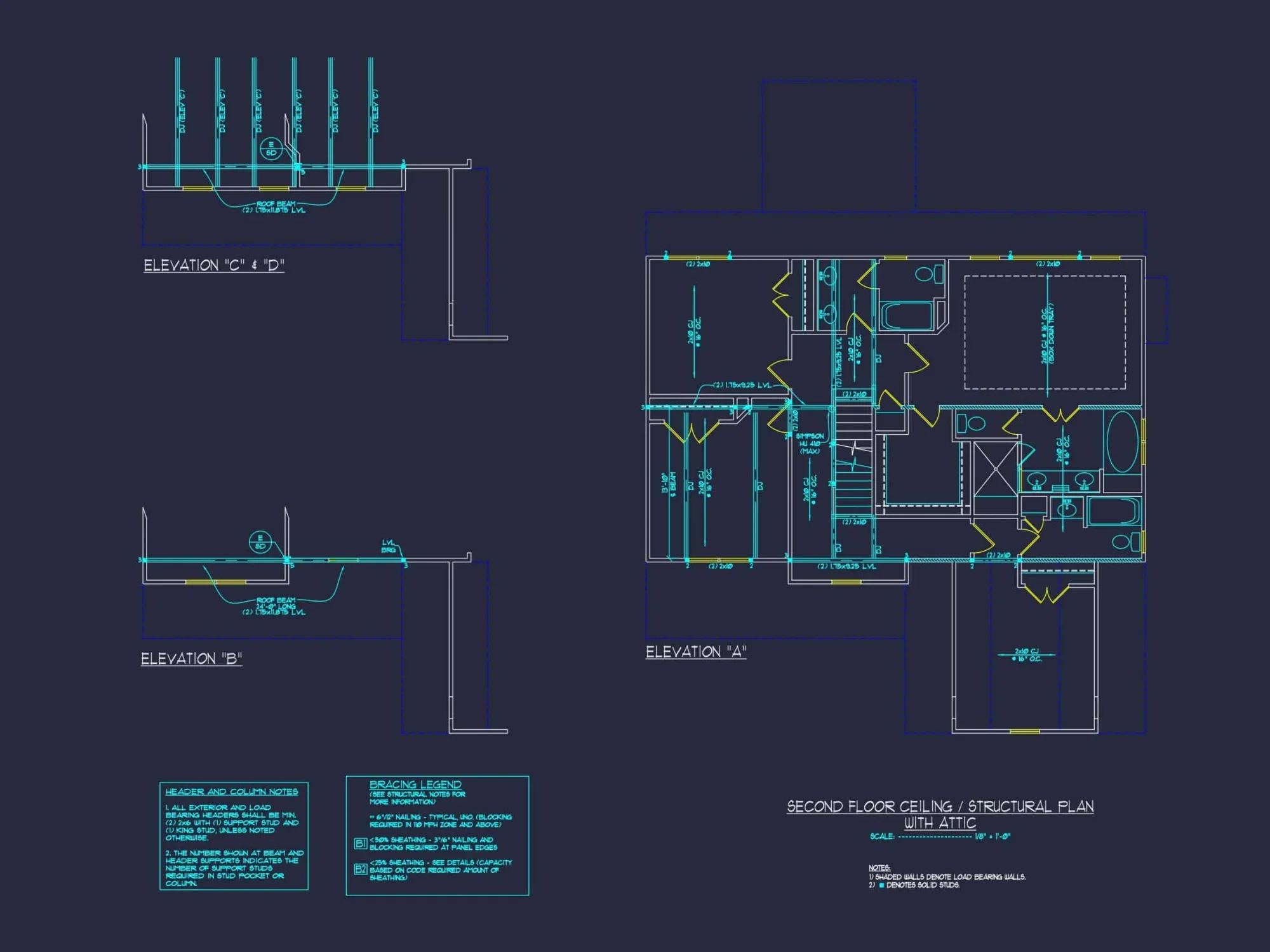 Craftsman house Design with 2-Story Plan and CAD Blueprints