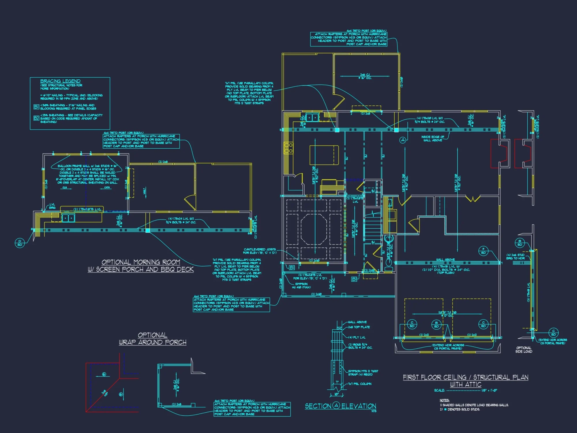 Craftsman house Design with 2-Story Plan and CAD Blueprints