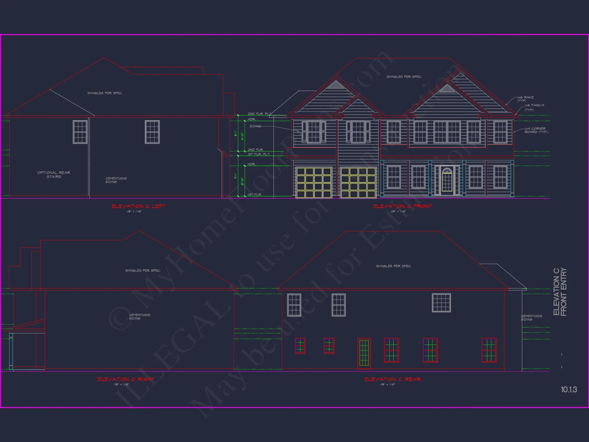Spacious house Plan with 2 Floors, 5 Bedrooms, and 3-Car Garage
