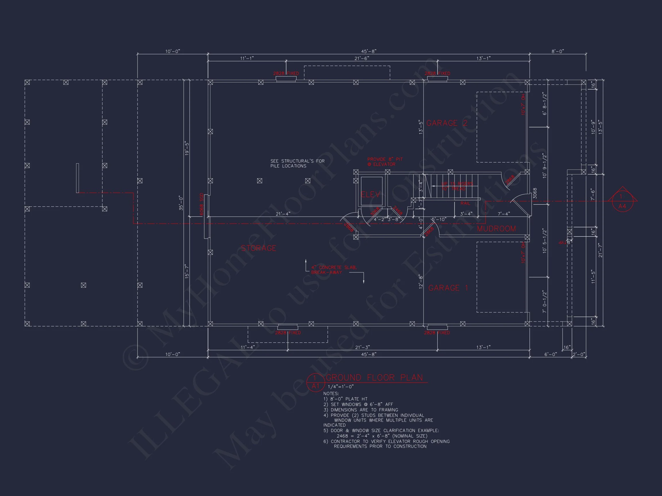 12-2483 HOUSE PLAN - Elegant Beach House Plan with Detailed CAD Blueprint Designs 8 Elegant Beach house Plan with Detailed CAD Blueprint Designs