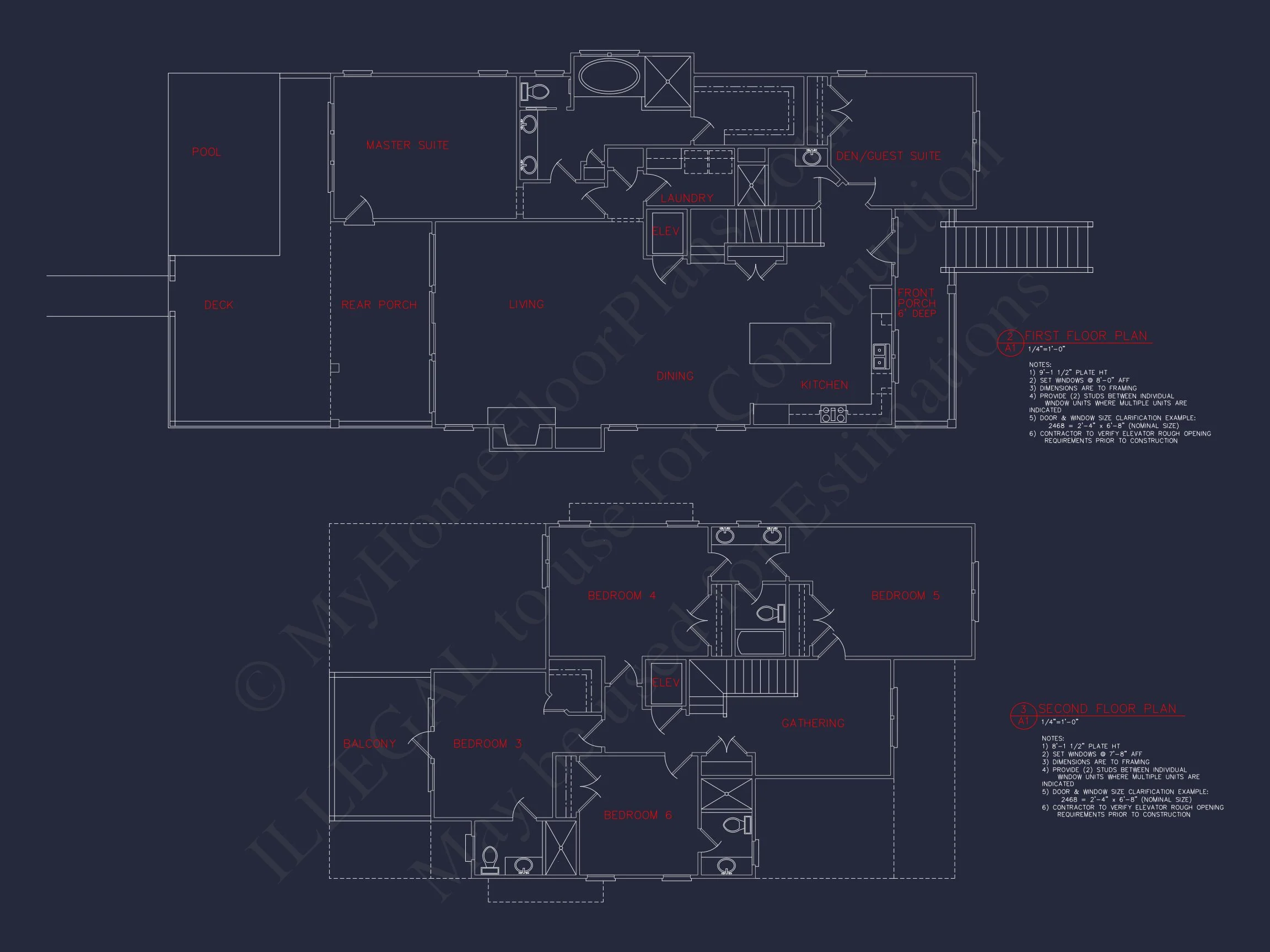 12-2483 HOUSE PLAN - Elegant Beach House Plan with Detailed CAD Blueprint Designs 7 Elegant Beach house Plan with Detailed CAD Blueprint Designs