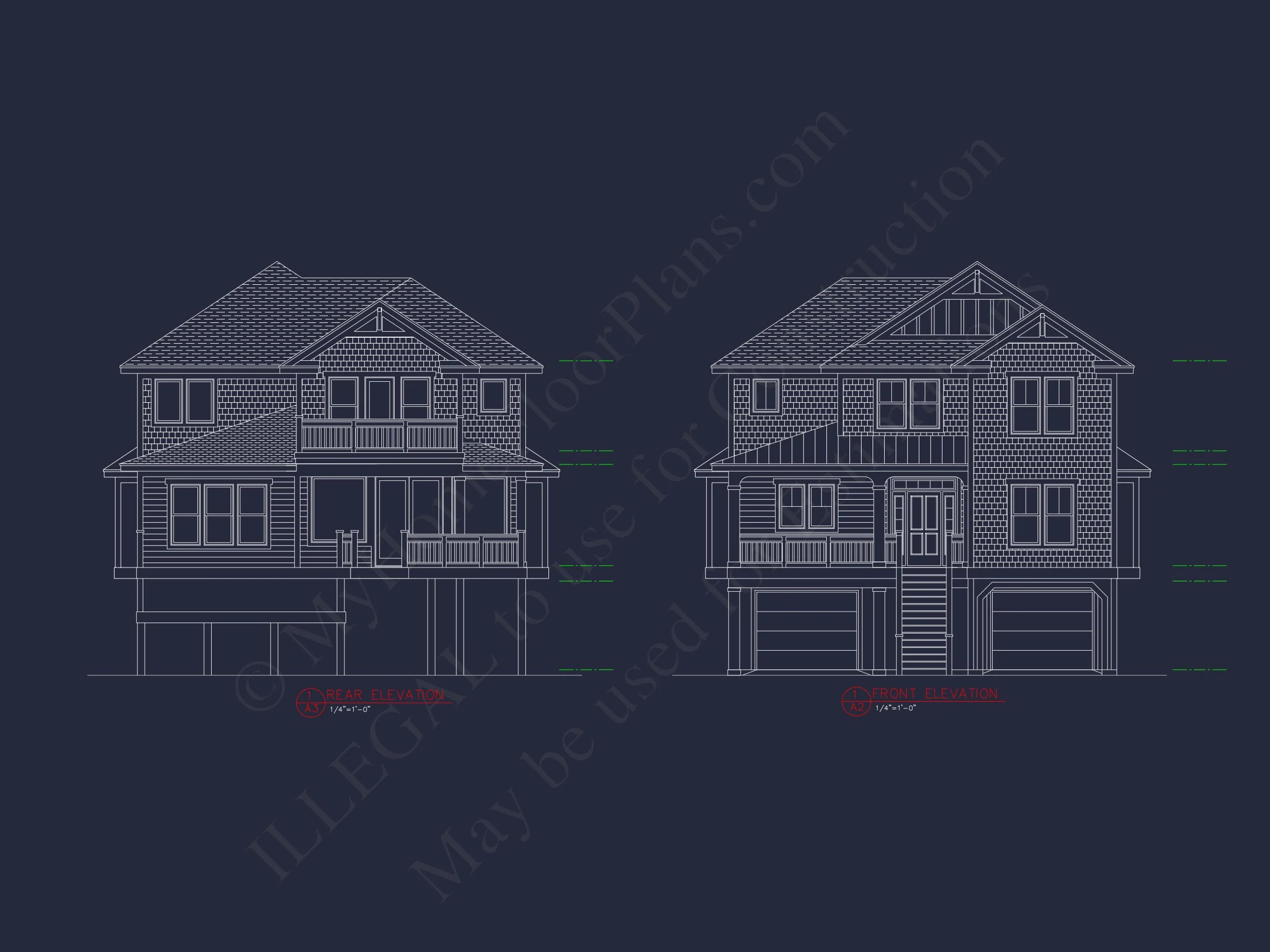 12-2483 HOUSE PLAN - Elegant Beach House Plan with Detailed CAD Blueprint Designs 2 Elegant Beach house Plan with Detailed CAD Blueprint Designs