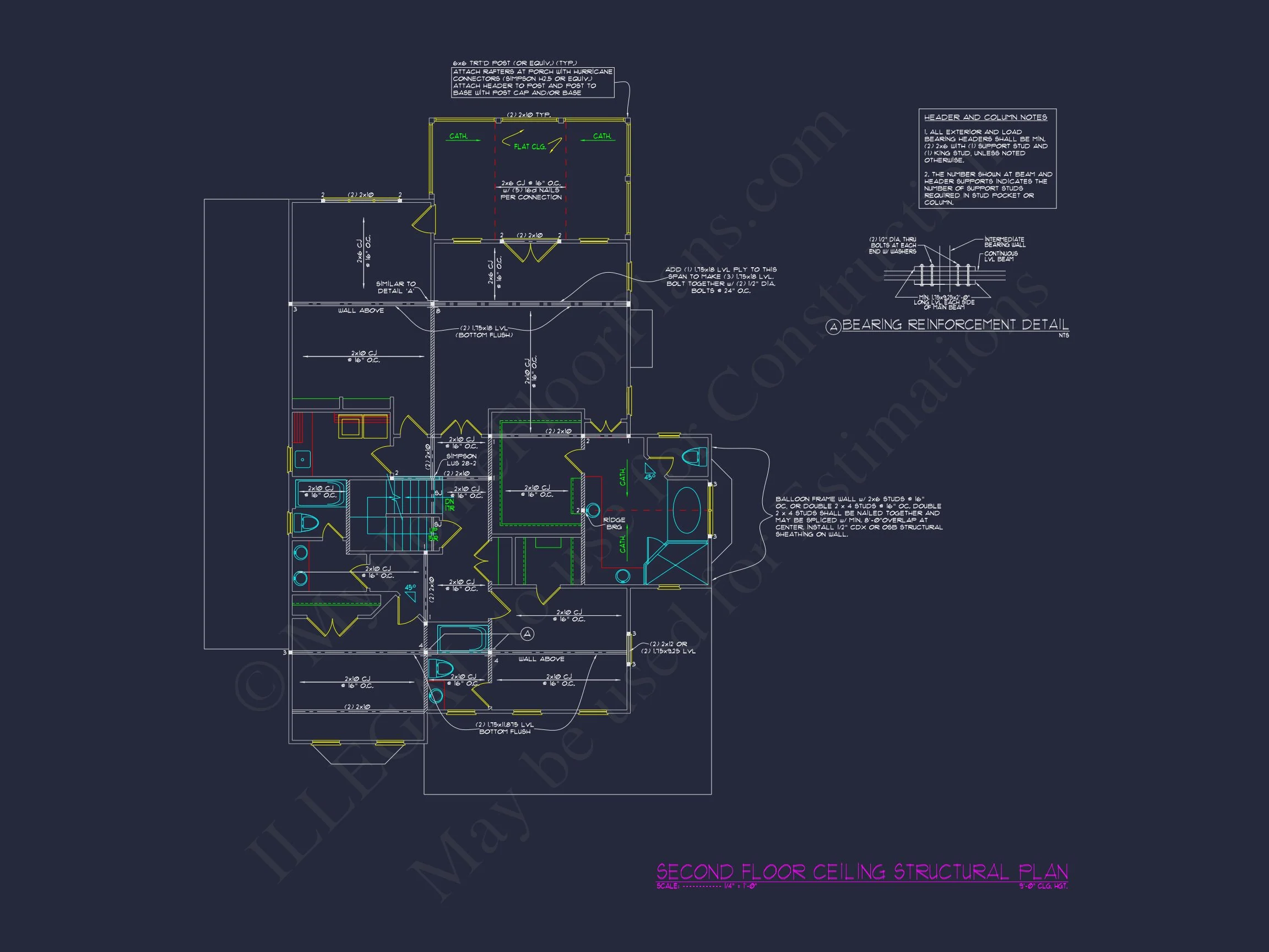 11-2029 HOUSE PLAN - Colonial Revival House Plan with Full Blueprint and CAD Design 12 Colonial Revival house Plan with Full Blueprint and CAD Design