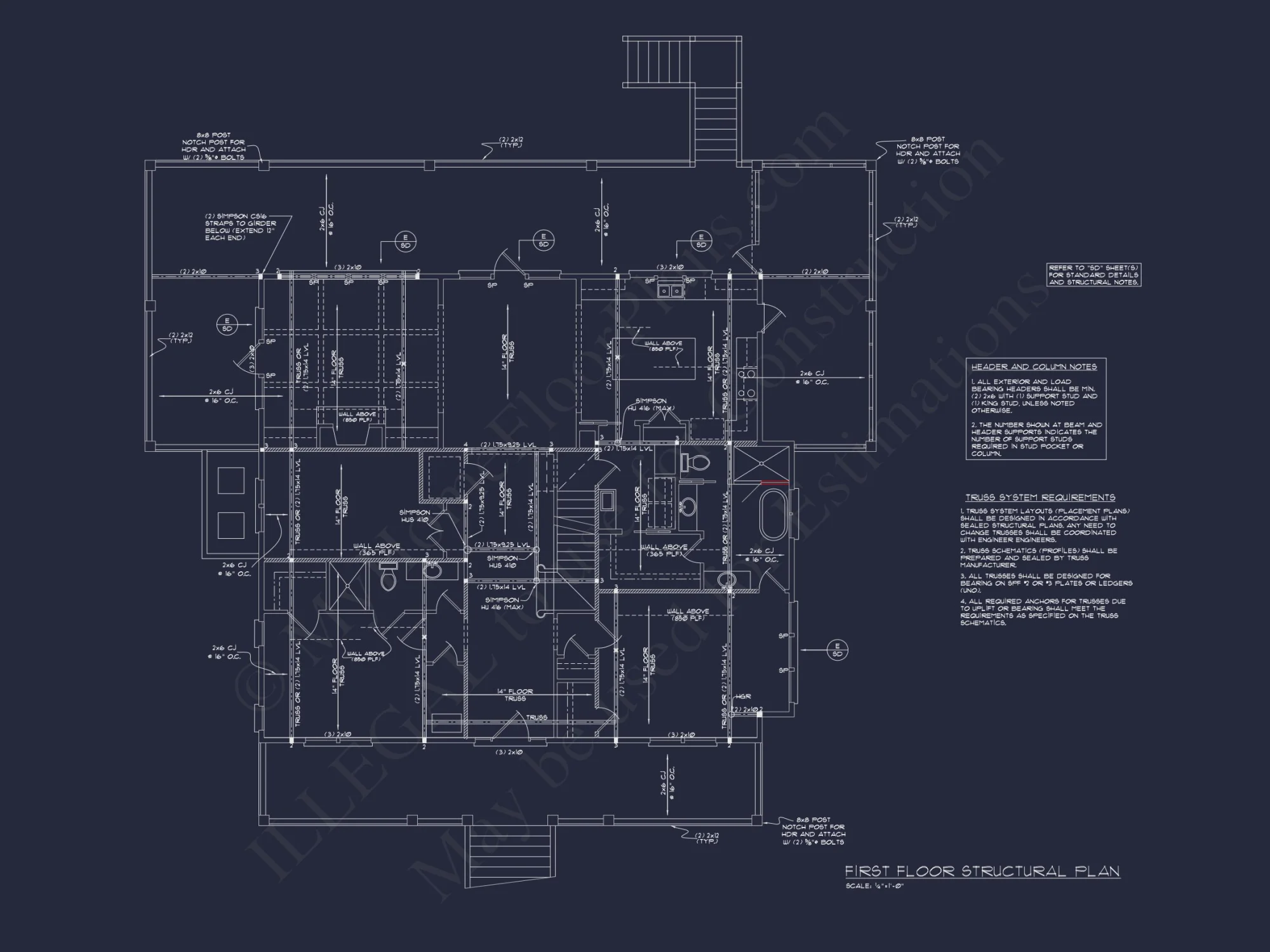 Custom house Blueprint with 5 Beds, Open Floor Plan — CAD Designs