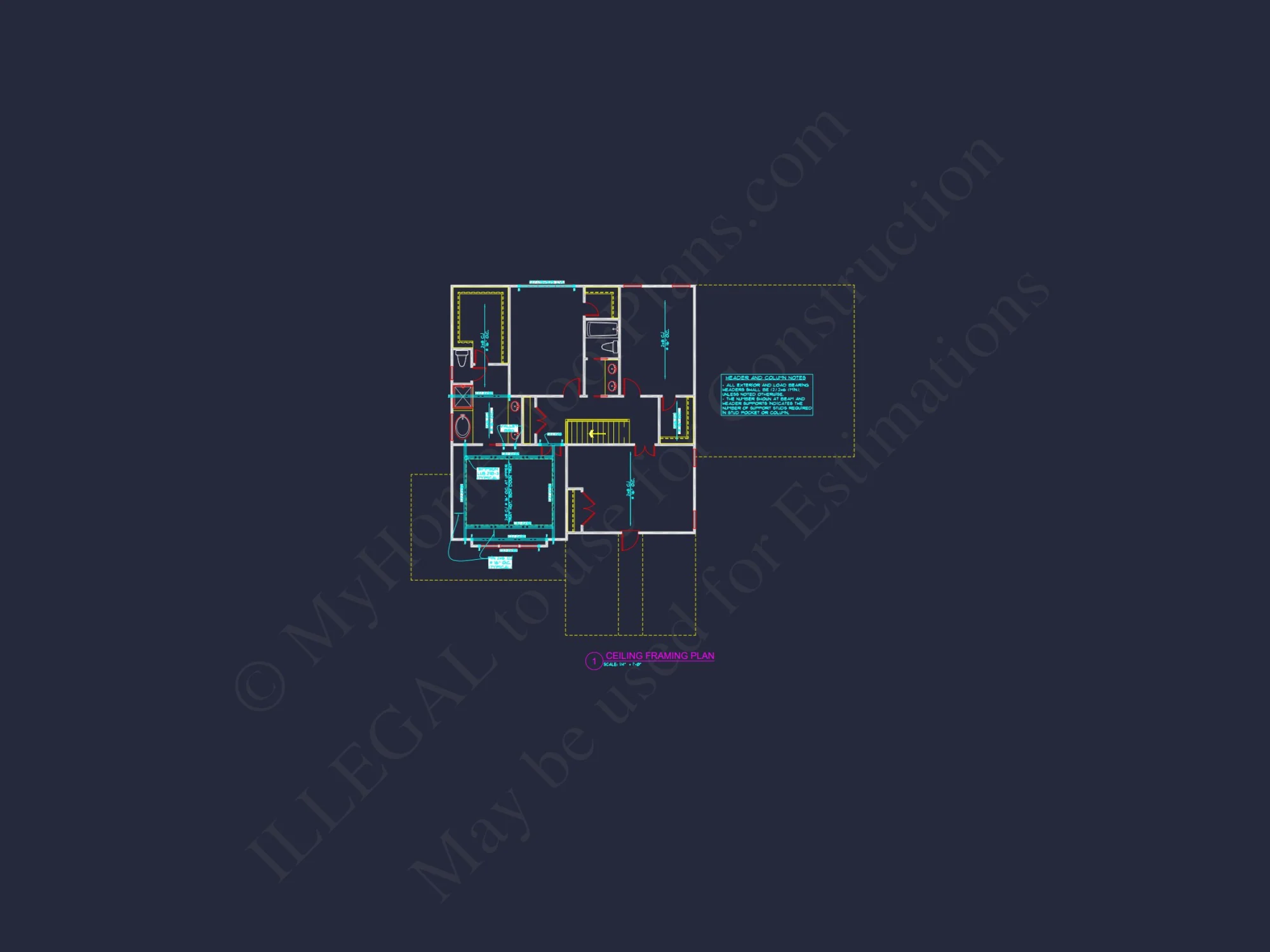 Modern Craftsman house Floor Plan: Detailed CAD & Blueprint Designs