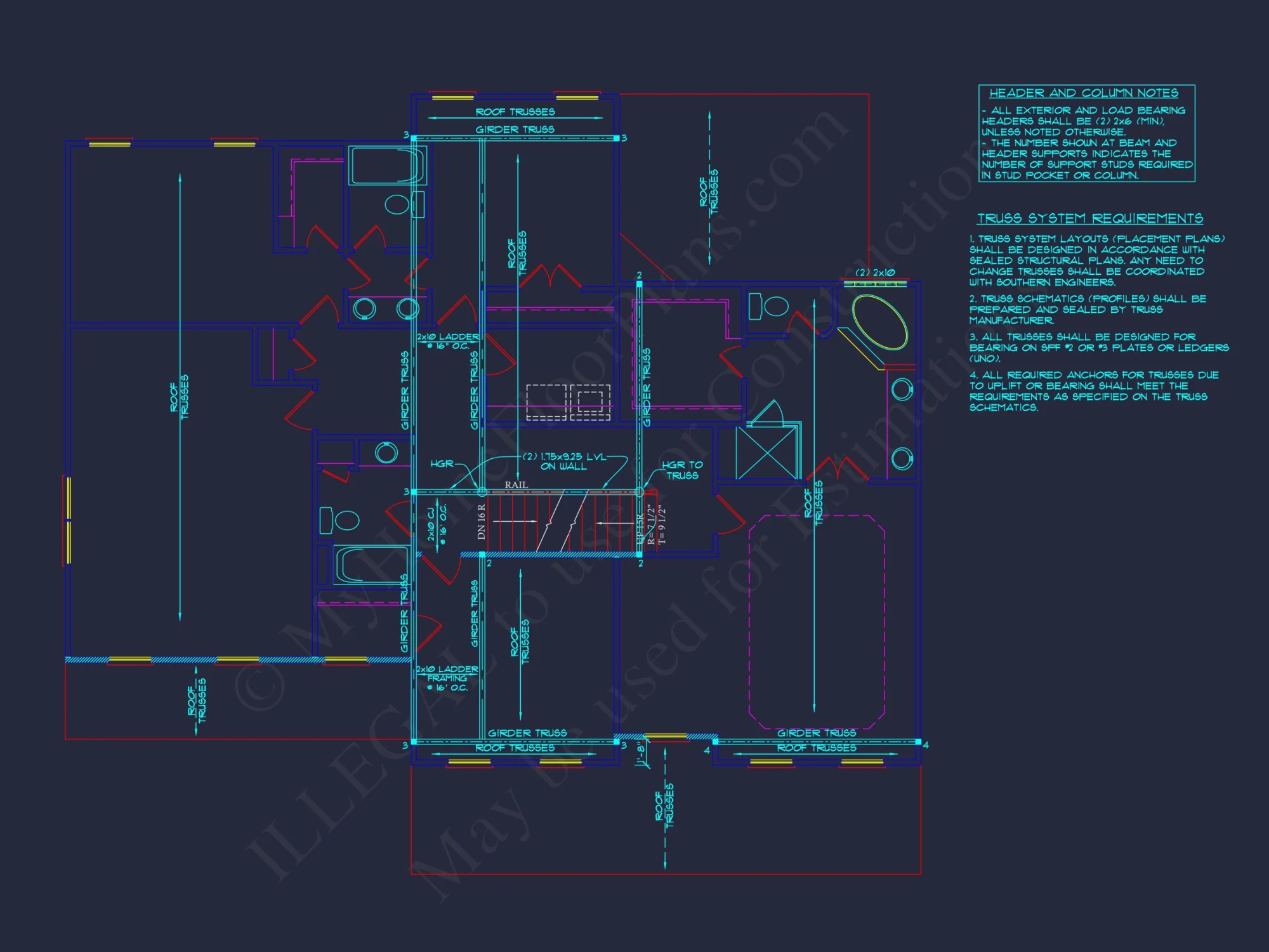 Traditional 4 Bedroom house Plan with 2 Car Garage