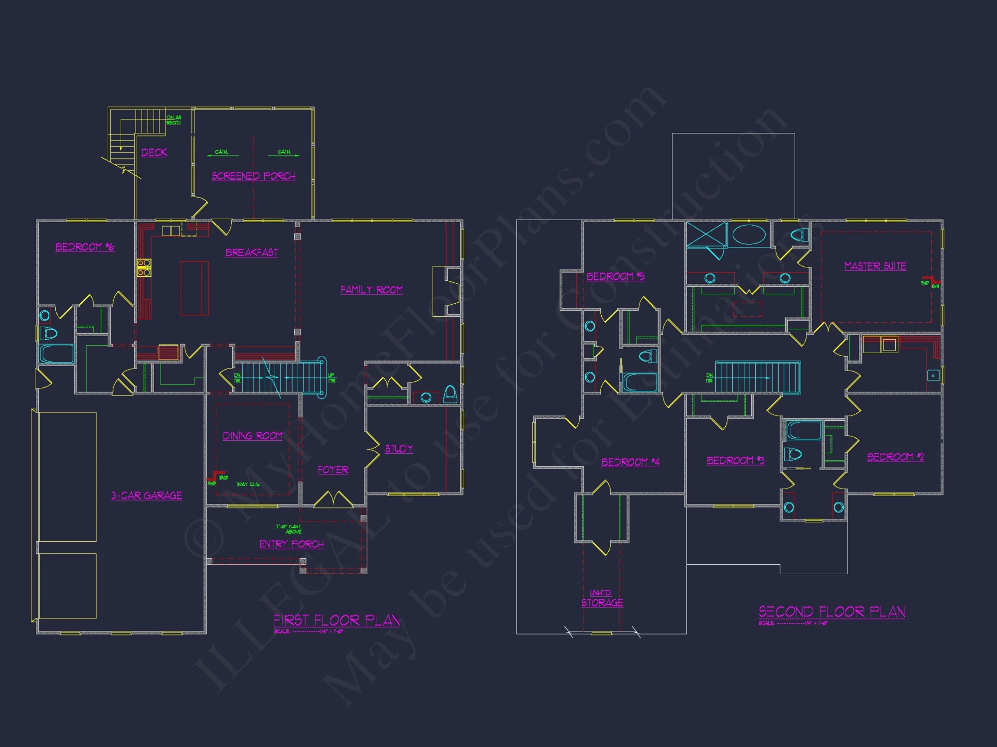 Elegant house Plan with Detailed Blueprints and 2-Story Design