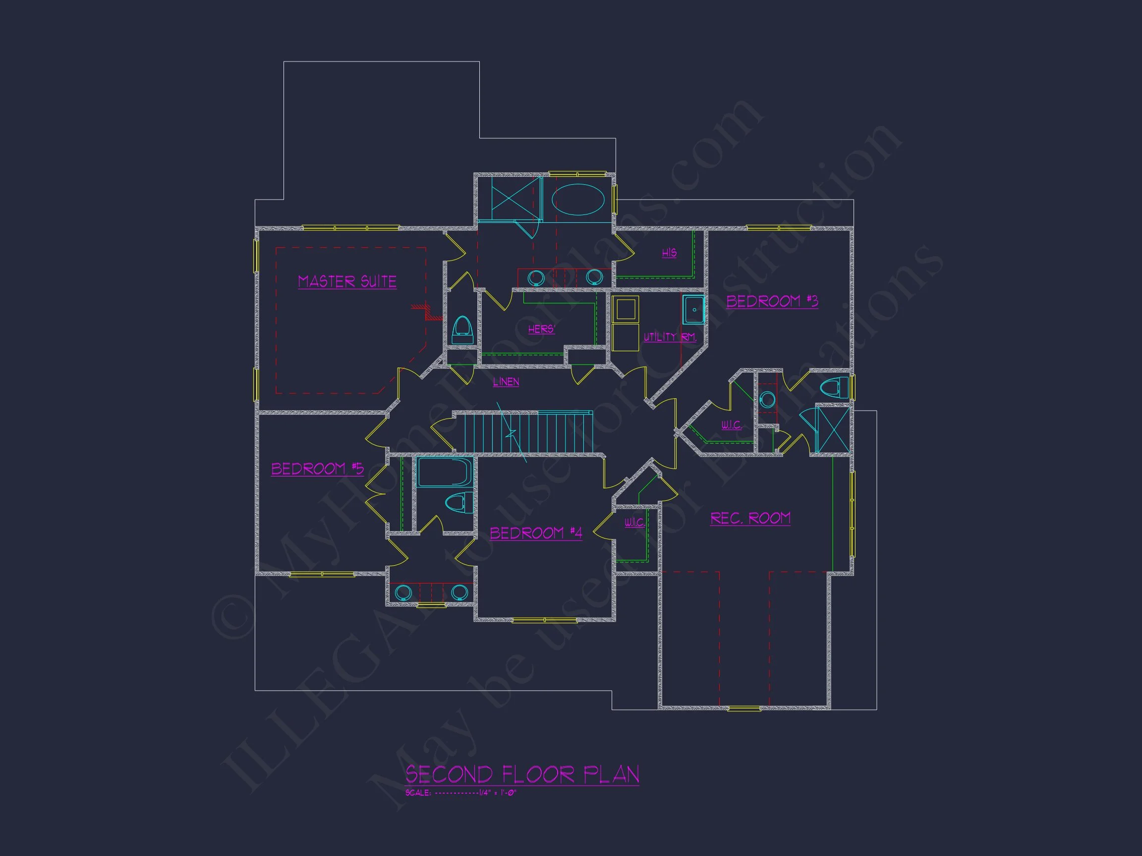 10-1053B HOUSE PLAN - Modern House Floor Plan with 5 Bedrooms, Blueprint & Designs 5 Modern house Floor Plan with 5 Bedrooms, Blueprint & Designs