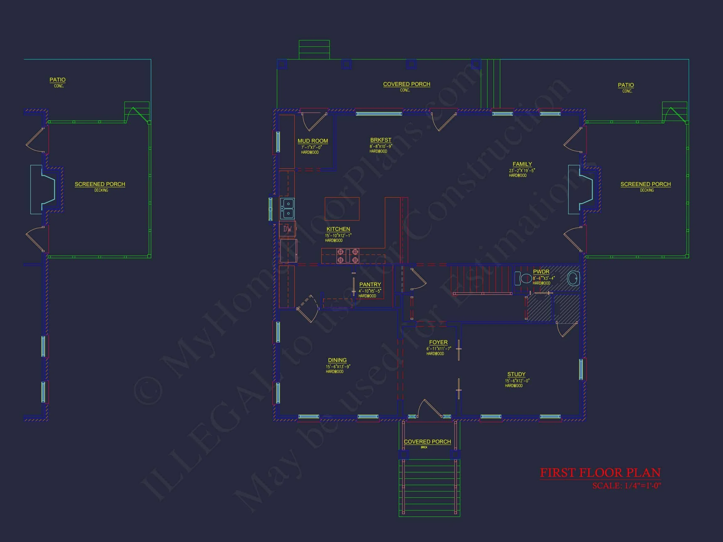 8-1980 HOUSE PLAN - Colonial Revival House Plan with Floor Plans & CAD Designs 9 Colonial Revival house Plan with Floor Plans & CAD Designs