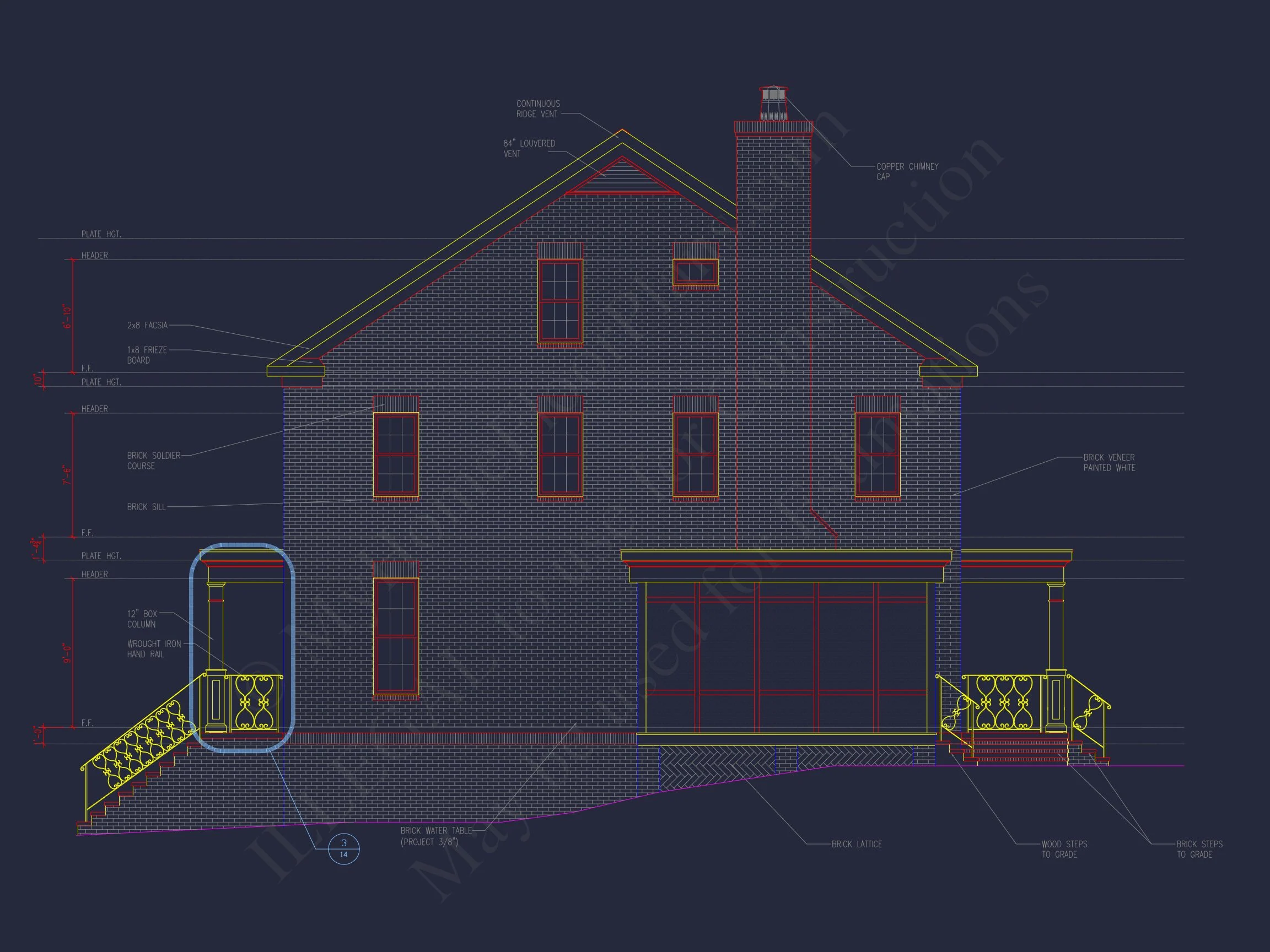 8-1980 HOUSE PLAN - Colonial Revival House Plan with Floor Plans & CAD Designs 3 Colonial Revival house Plan with Floor Plans & CAD Designs