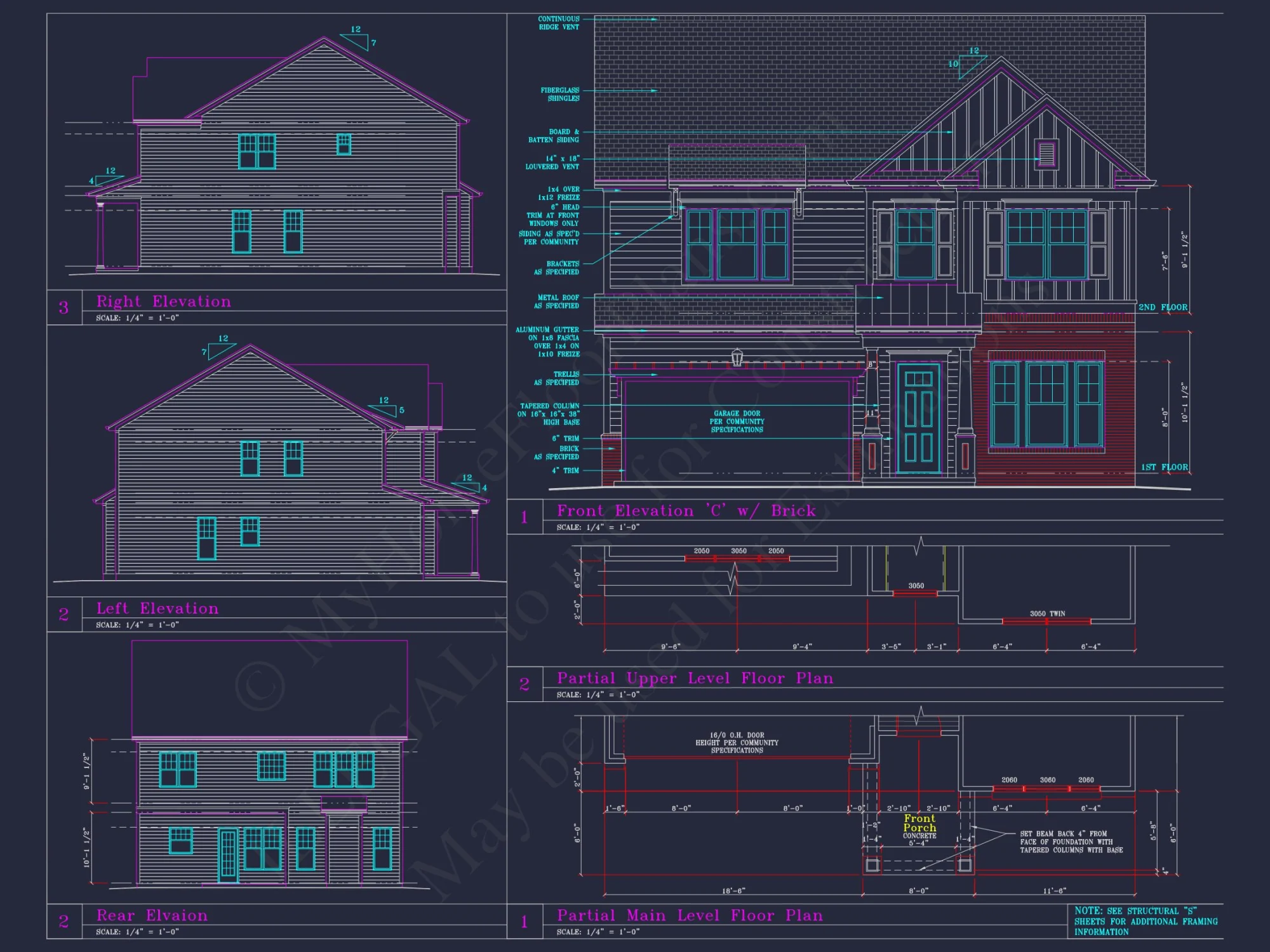 Modern Craftsman house Plan with 4 Beds and 3 Stories