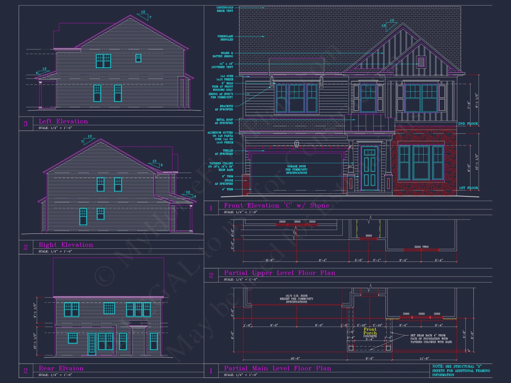 Modern Craftsman house Plan with 4 Beds and 3 Stories