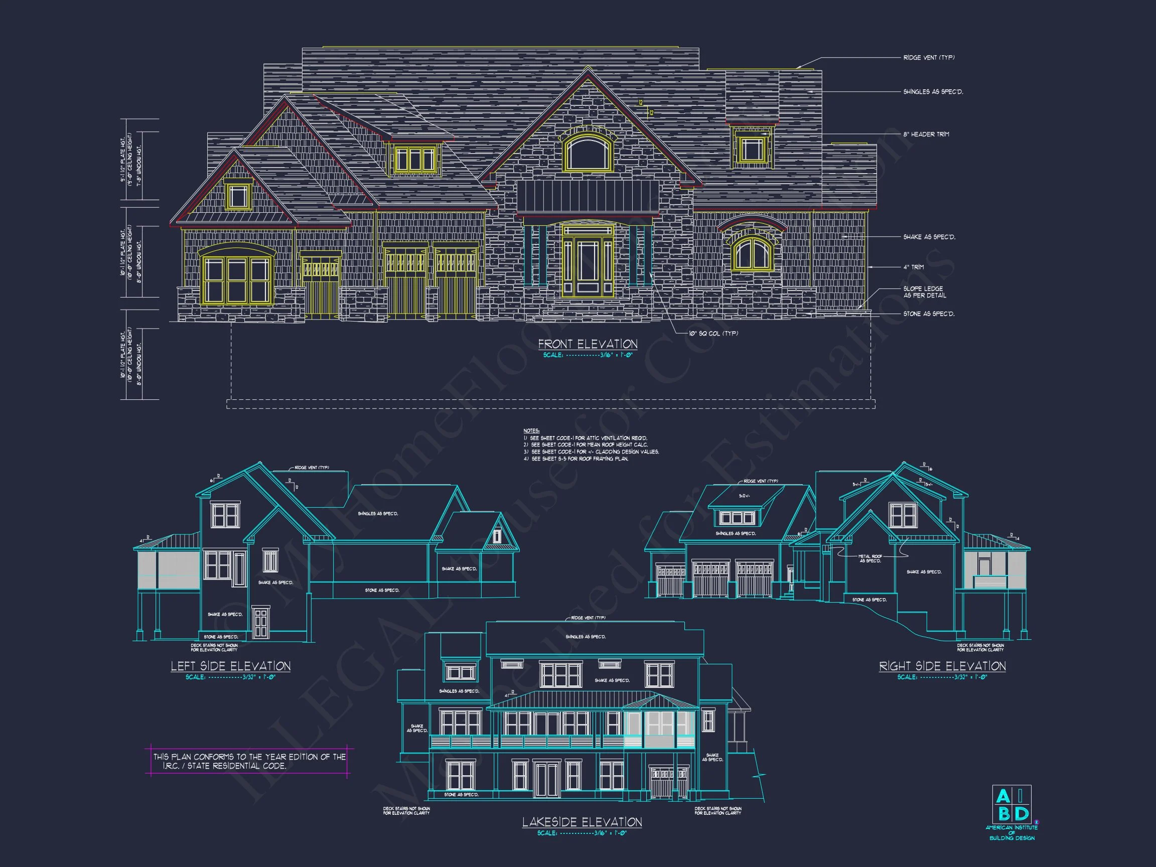 8-1646 HOUSE PLAN - Modern House Plan with 3 Floors, CAD Blueprint & 4 Bedrooms 5 Modern house Plan with 3 Floors, CAD Blueprint & 4 Bedrooms
