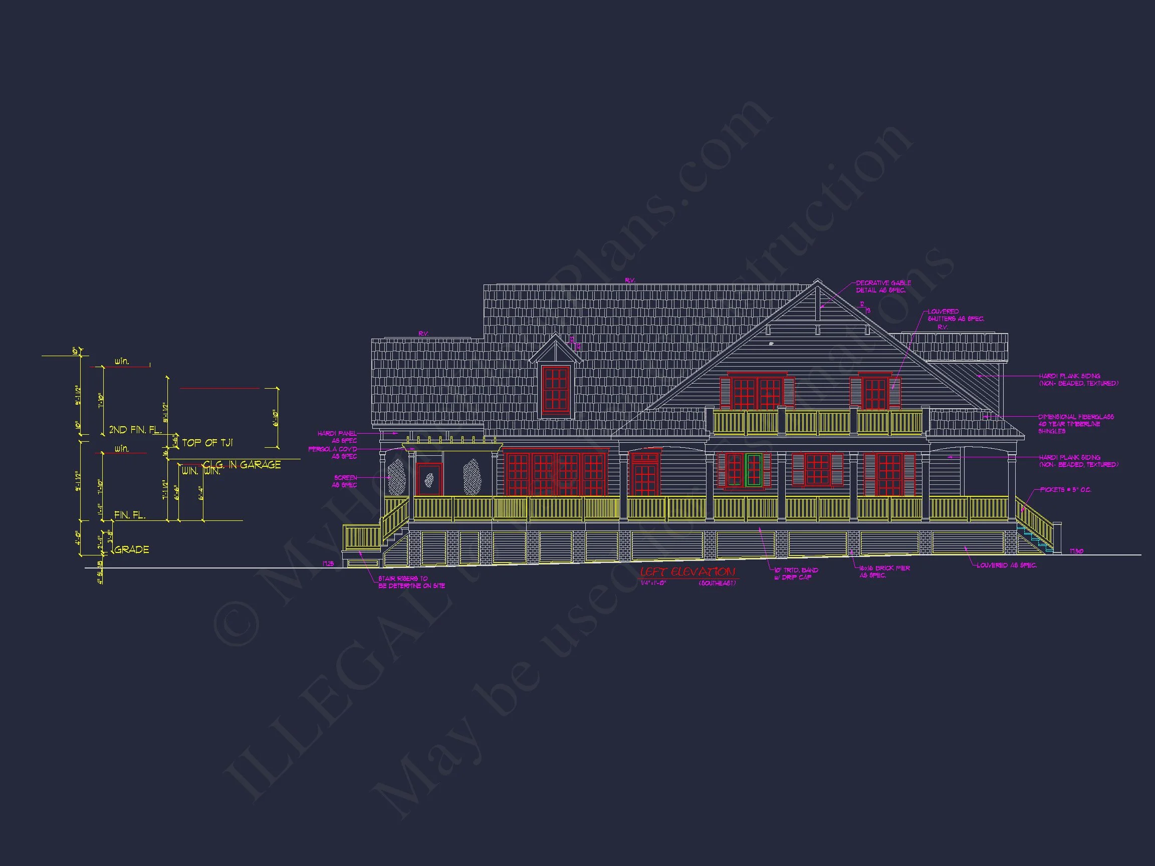 8-1562 HOUSE PLAN - Elegant Southern Farmhouse House Plan with CAD Designs 8 Elegant Southern Farmhouse house Plan with CAD Designs