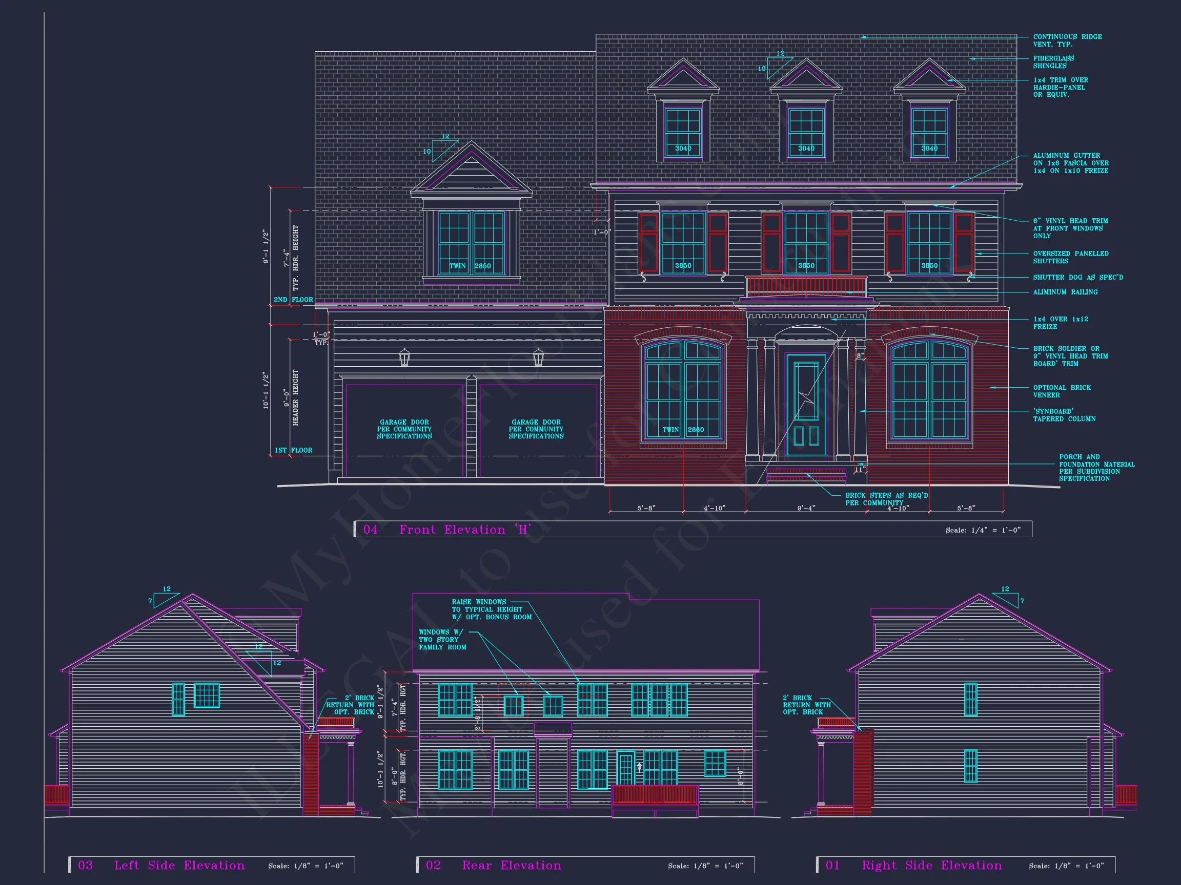 8-1394 HOUSE PLAN - Colonial Revival House Plan - 4 Bed, 4 Bath, with CAD Designs 11 Colonial Revival house Plan - 4 Bed, 4 Bath, with CAD Designs