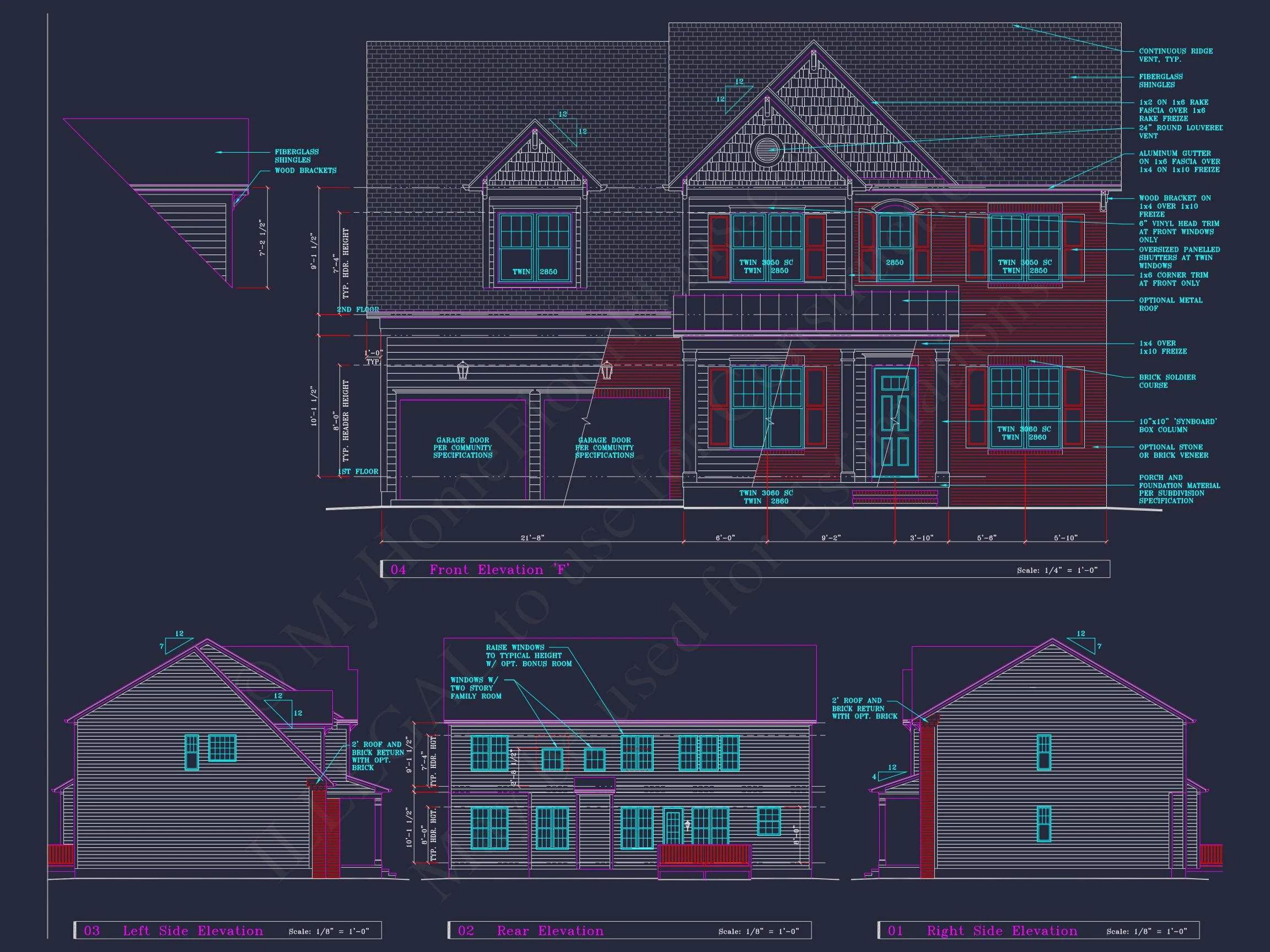 8-1394 HOUSE PLAN - Colonial Revival House Plan - 4 Bed, 4 Bath, with CAD Designs 9 Colonial Revival house Plan - 4 Bed, 4 Bath, with CAD Designs
