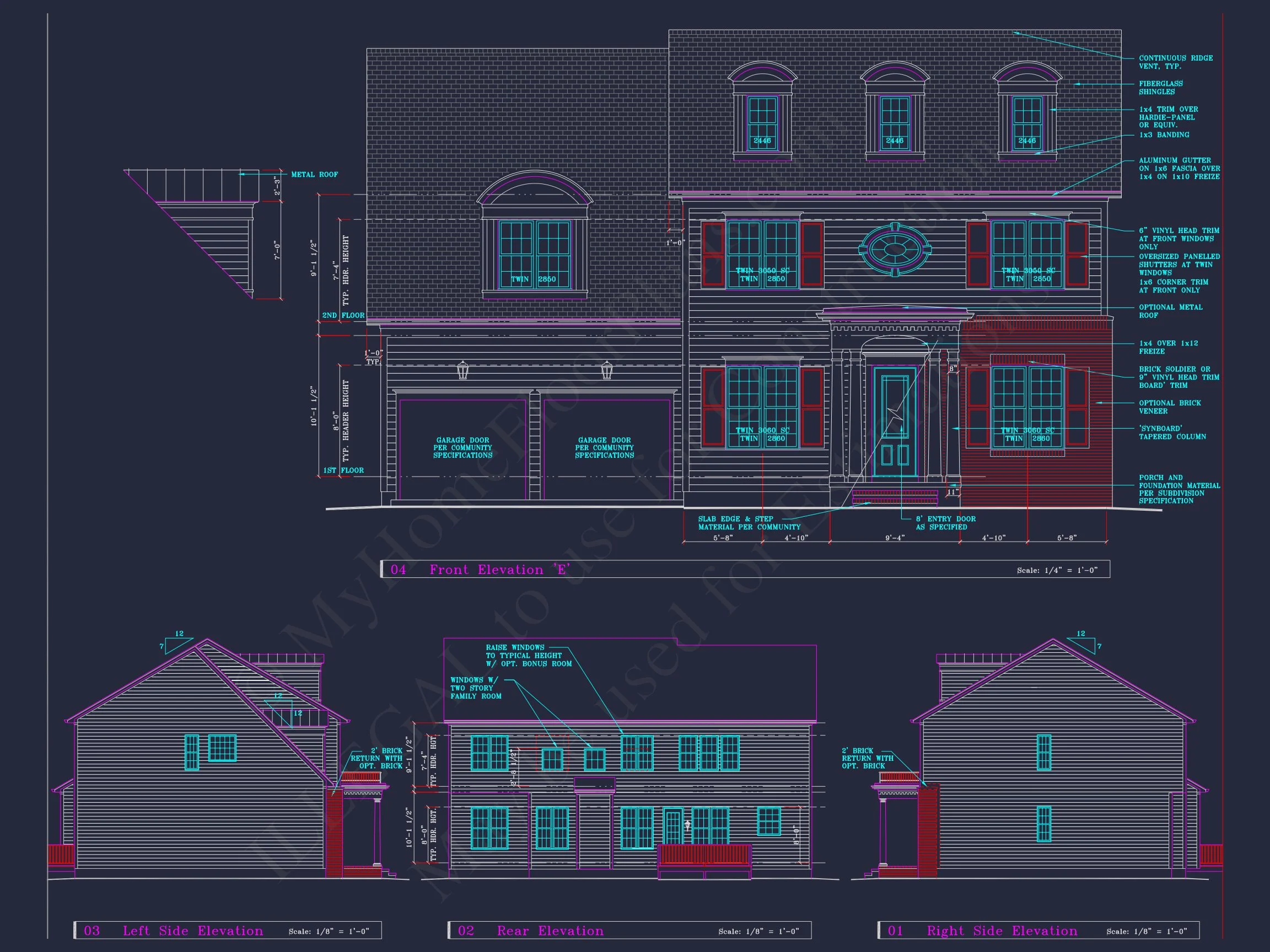 8-1394 HOUSE PLAN - Colonial Revival House Plan - 4 Bed, 4 Bath, with CAD Designs 8 Colonial Revival house Plan - 4 Bed, 4 Bath, with CAD Designs