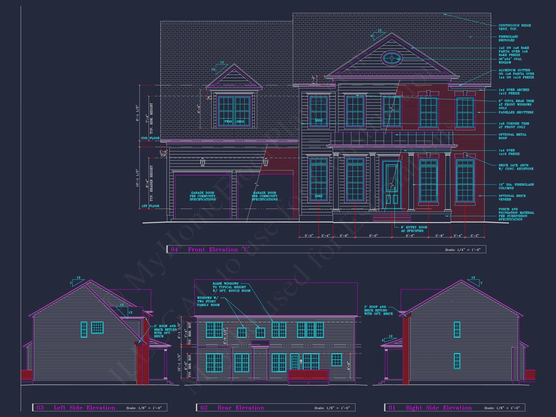 8-1394 HOUSE PLAN - Colonial Revival House Plan - 4 Bed, 4 Bath, with CAD Designs 6 Colonial Revival house Plan - 4 Bed, 4 Bath, with CAD Designs