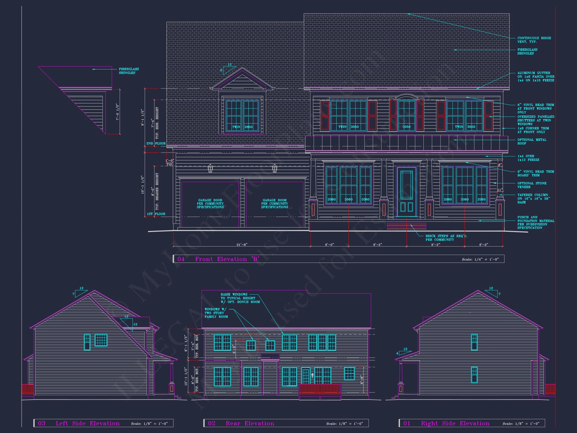 8-1394 HOUSE PLAN - Colonial Revival House Plan - 4 Bed, 4 Bath, with CAD Designs 4 Colonial Revival house Plan - 4 Bed, 4 Bath, with CAD Designs