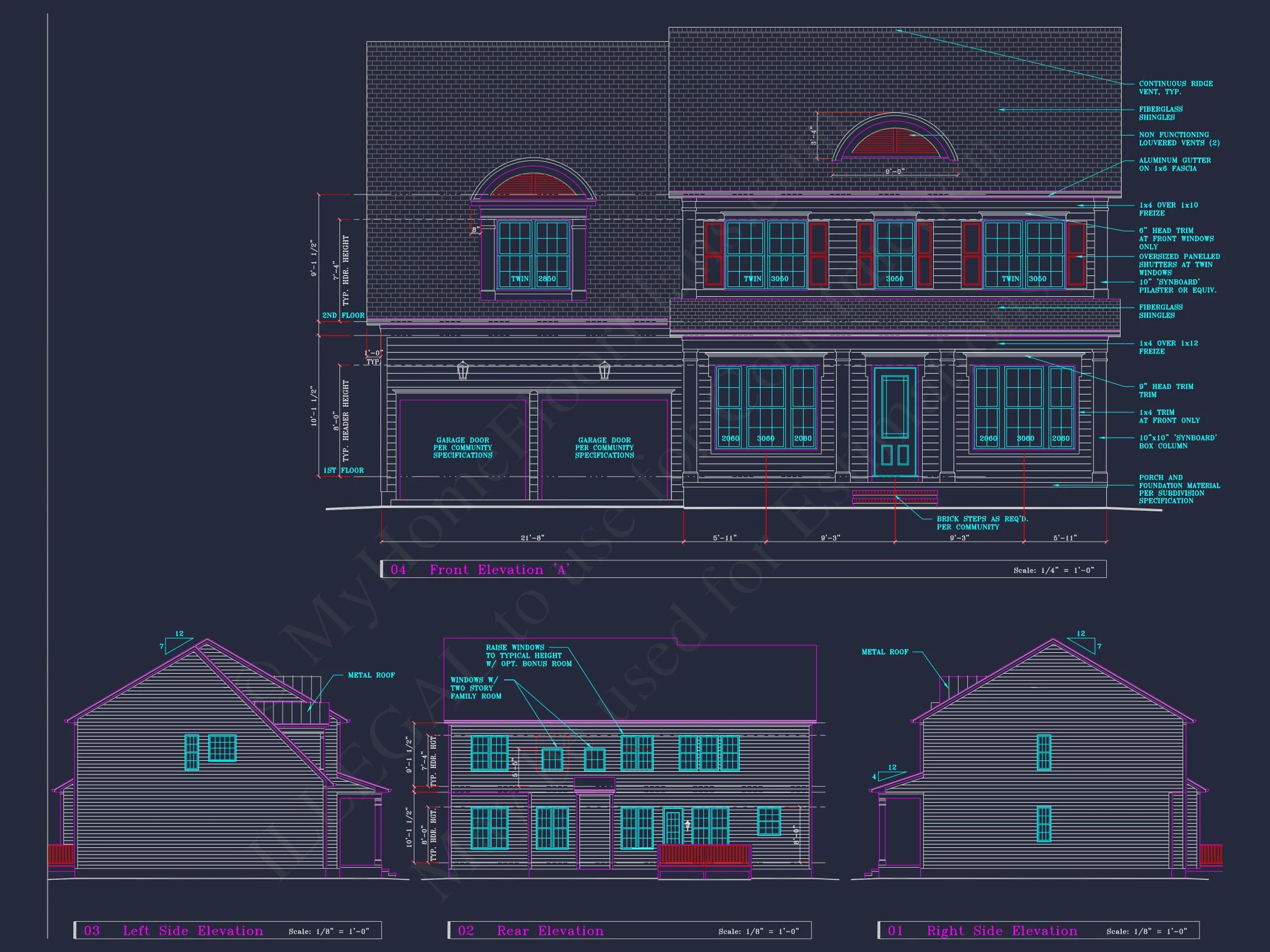 8-1394 HOUSE PLAN - Colonial Revival House Plan - 4 Bed, 4 Bath, with CAD Designs 3 Colonial Revival house Plan - 4 Bed, 4 Bath, with CAD Designs