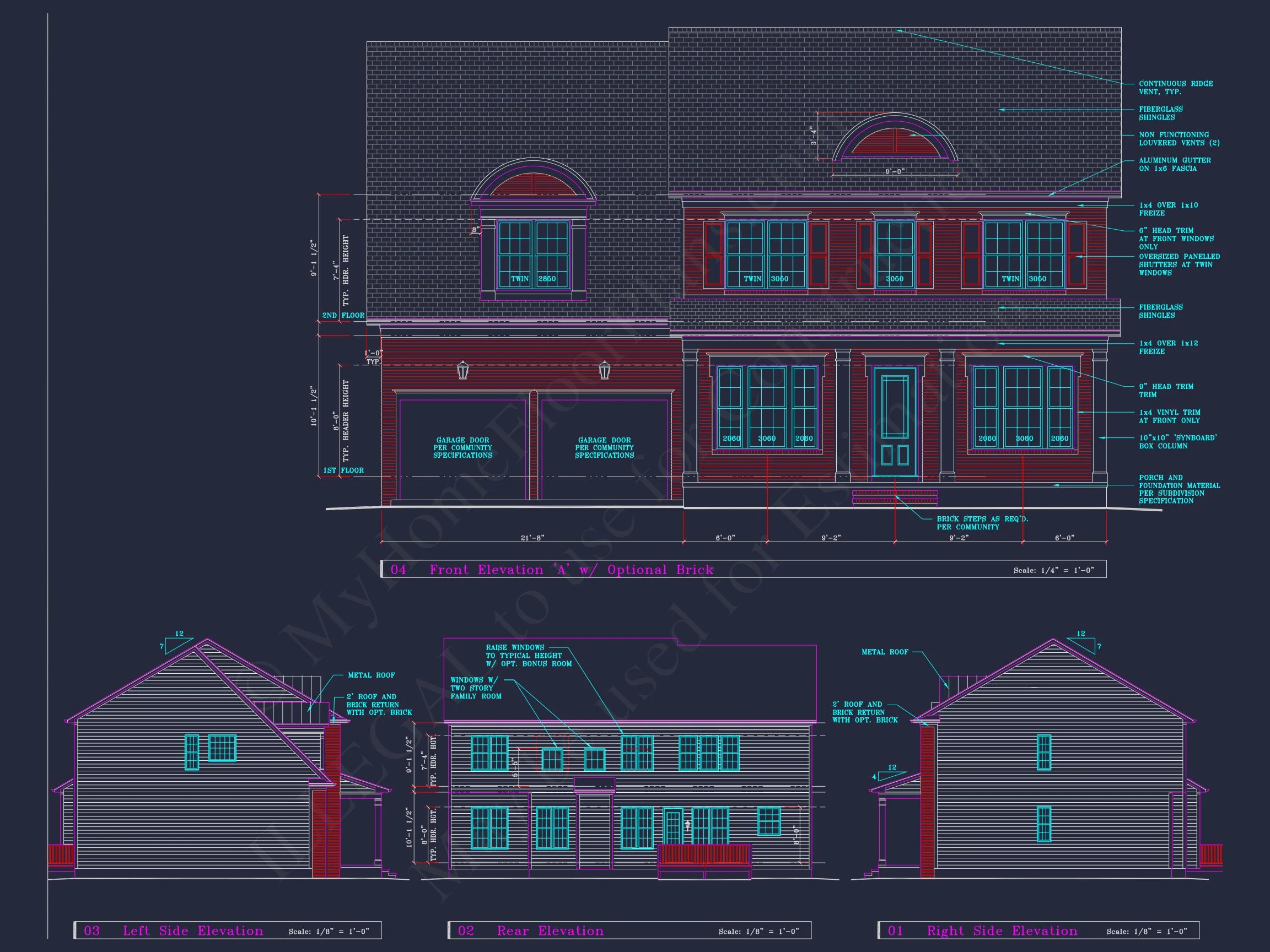 8-1394 HOUSE PLAN - Colonial Revival House Plan - 4 Bed, 4 Bath, with CAD Designs 2 Colonial Revival house Plan - 4 Bed, 4 Bath, with CAD Designs