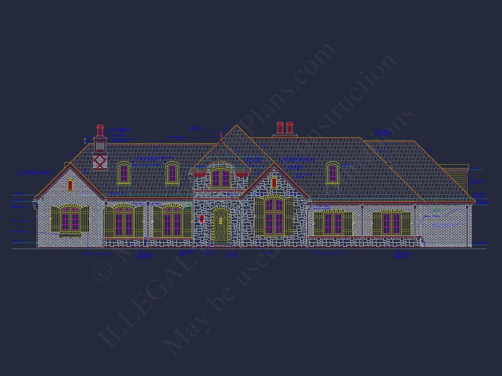 Stunning French Country house Plan with 1.5 Stories & CAD Designs