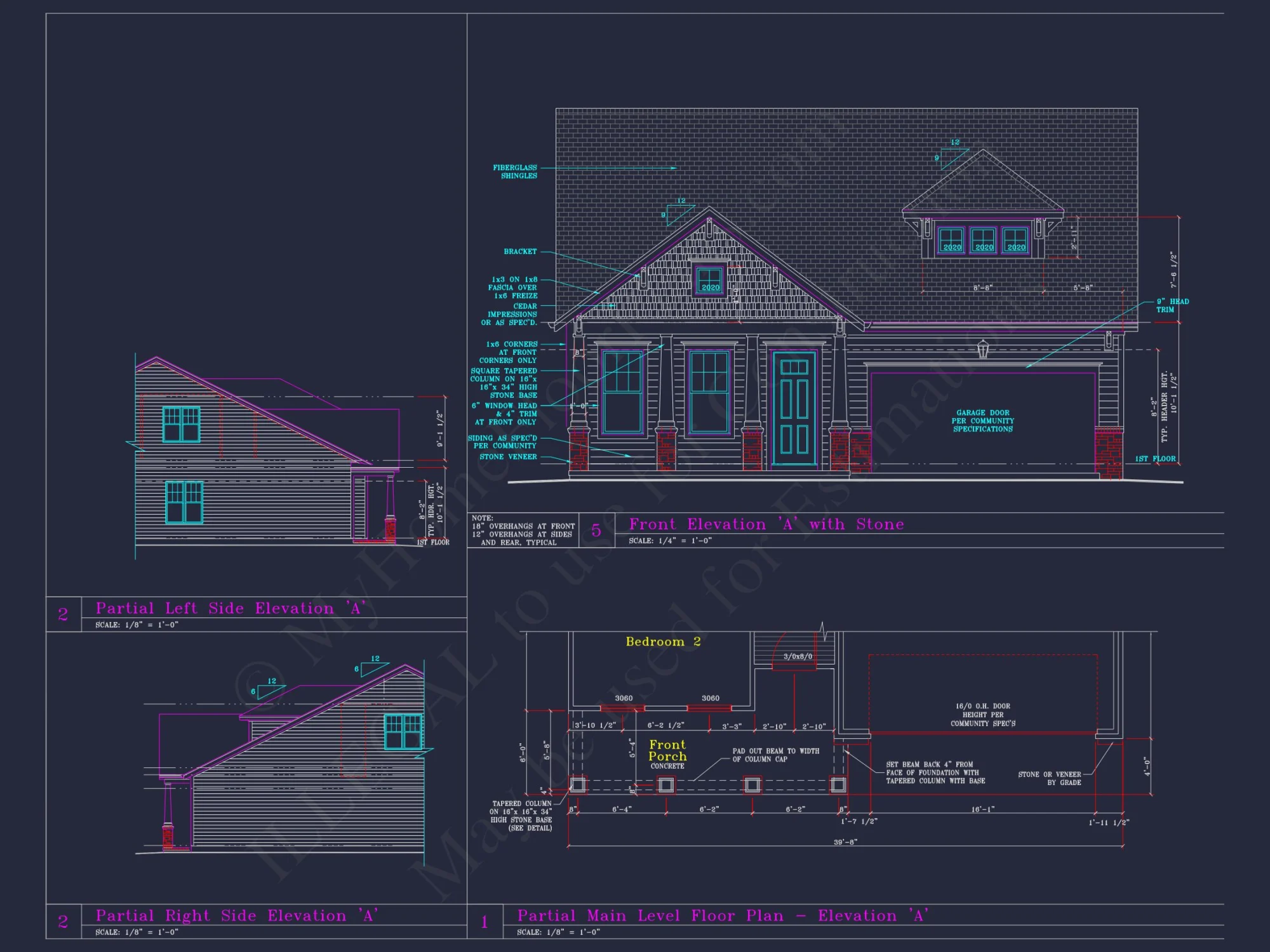 Craftsman house Plan with 3 Bedrooms and 2-Car Garage Design
