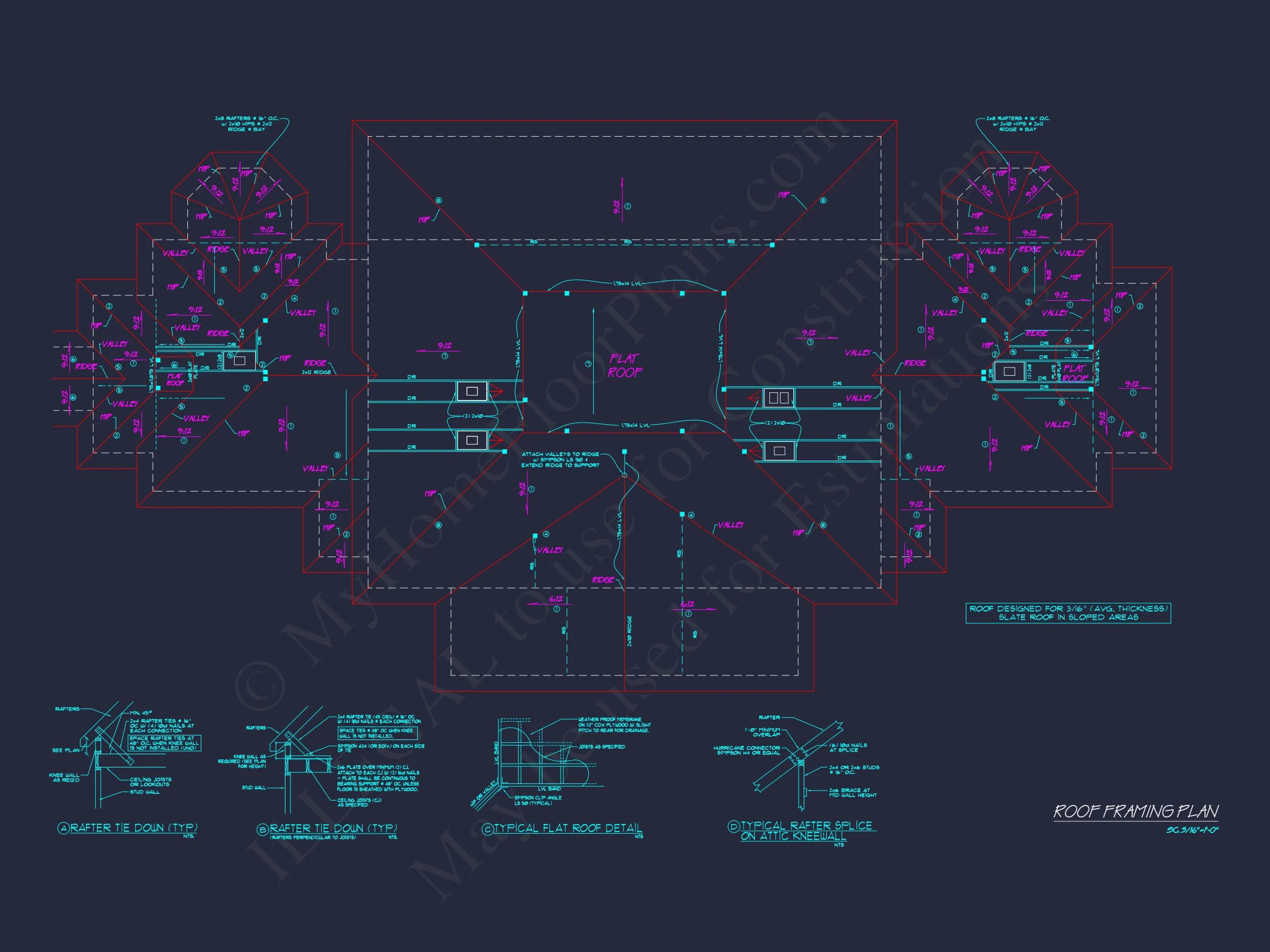 7-1006 HOUSE PLAN - Georgian Home Plan - 4-Bed, 4-Bath, 6,293 SF 20 2-Story Luxury CAD Blueprint