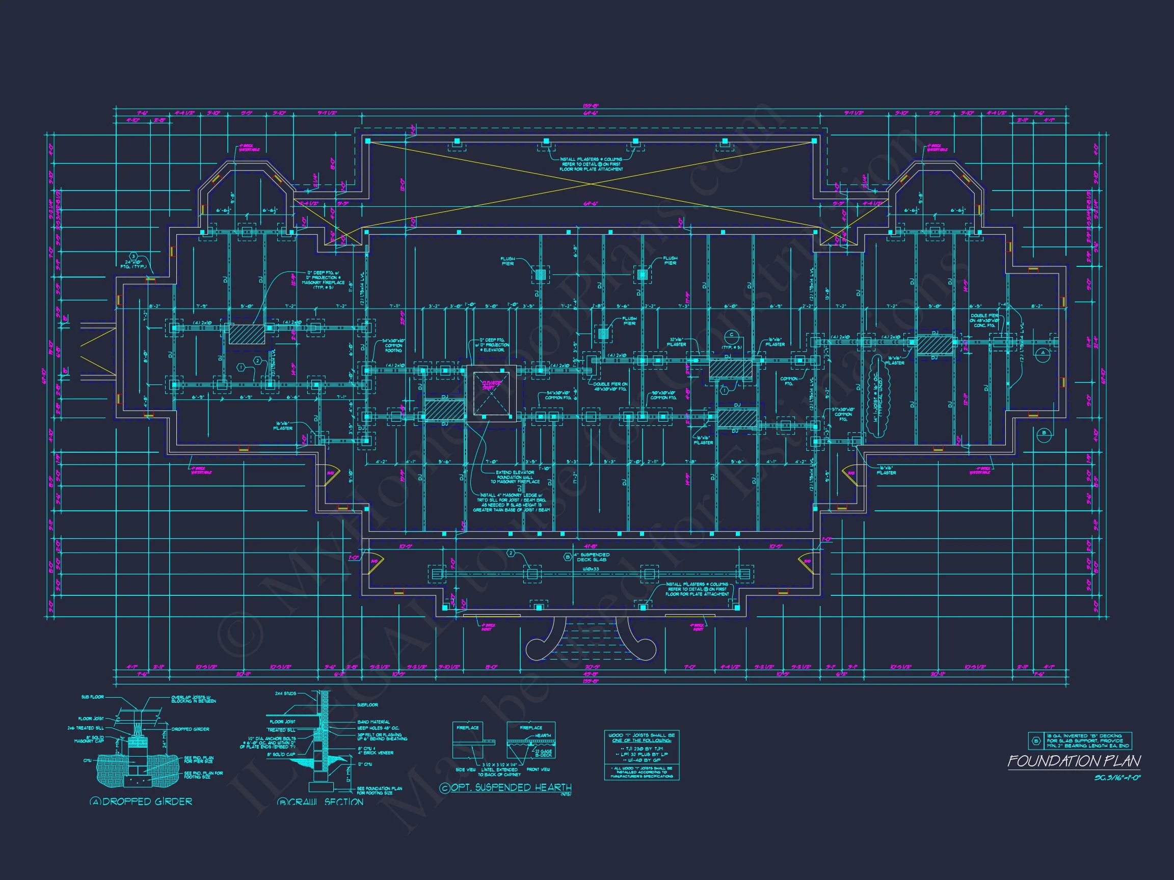 7-1006 HOUSE PLAN - Georgian Home Plan - 4-Bed, 4-Bath, 6,293 SF 18 2-Story Luxury CAD Blueprint