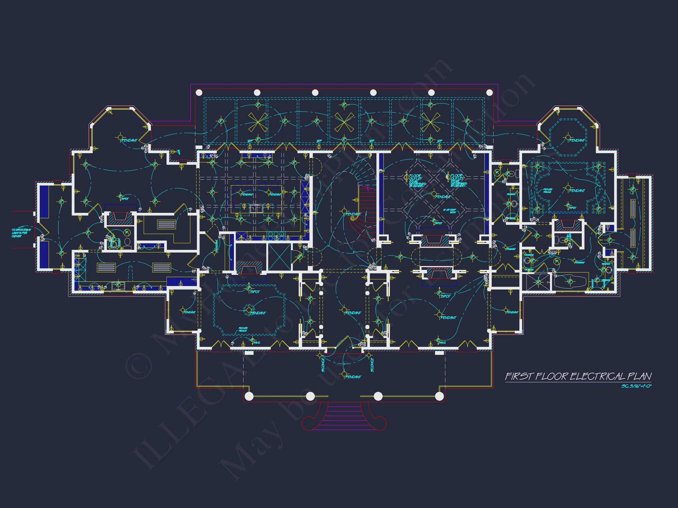 7-1006 HOUSE PLAN - Georgian Home Plan - 4-Bed, 4-Bath, 6,293 SF 12 2-Story Luxury CAD Blueprint