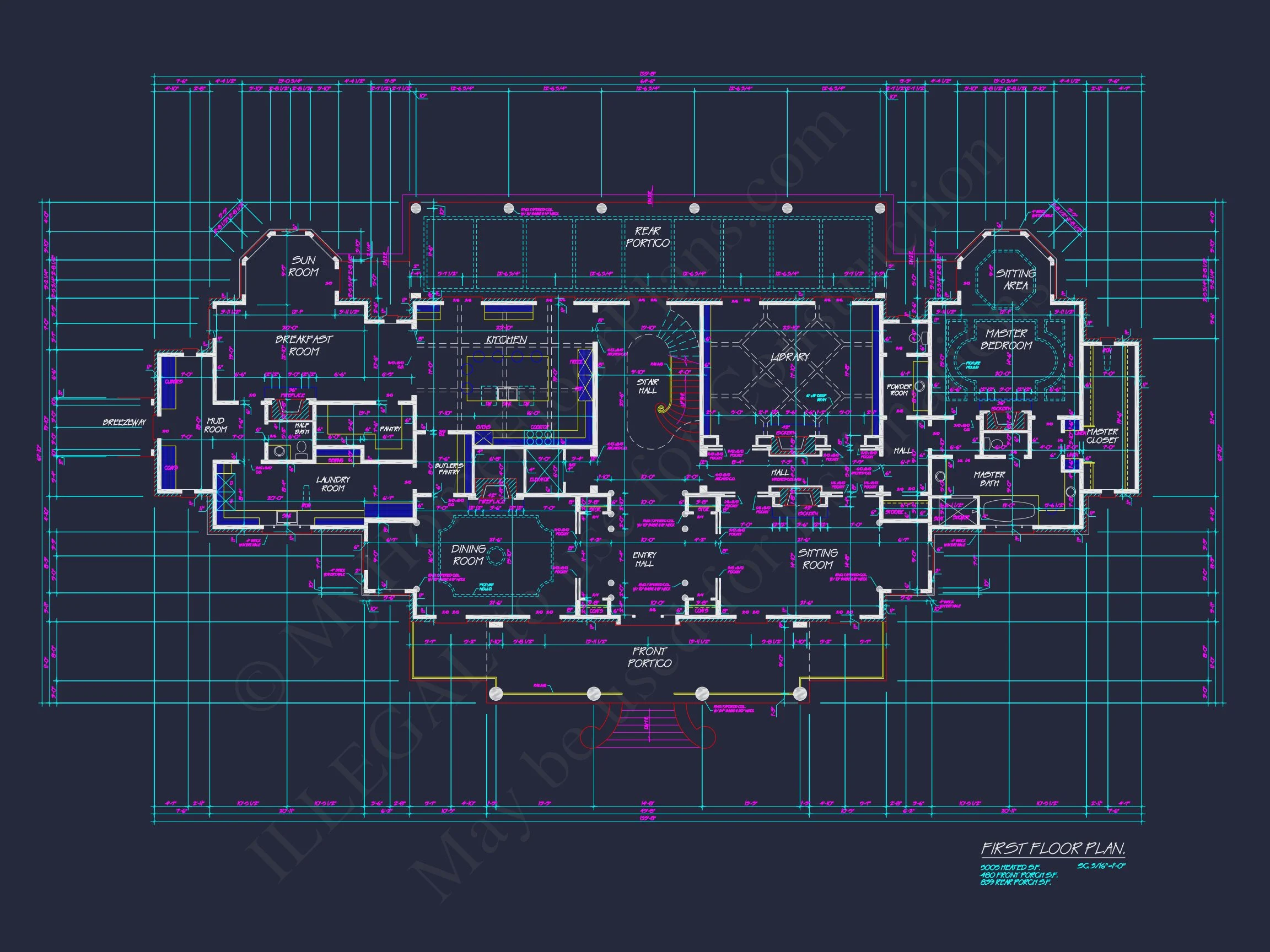 7-1006 HOUSE PLAN - Georgian Home Plan - 4-Bed, 4-Bath, 6,293 SF 9 Elegant Georgian house Plan