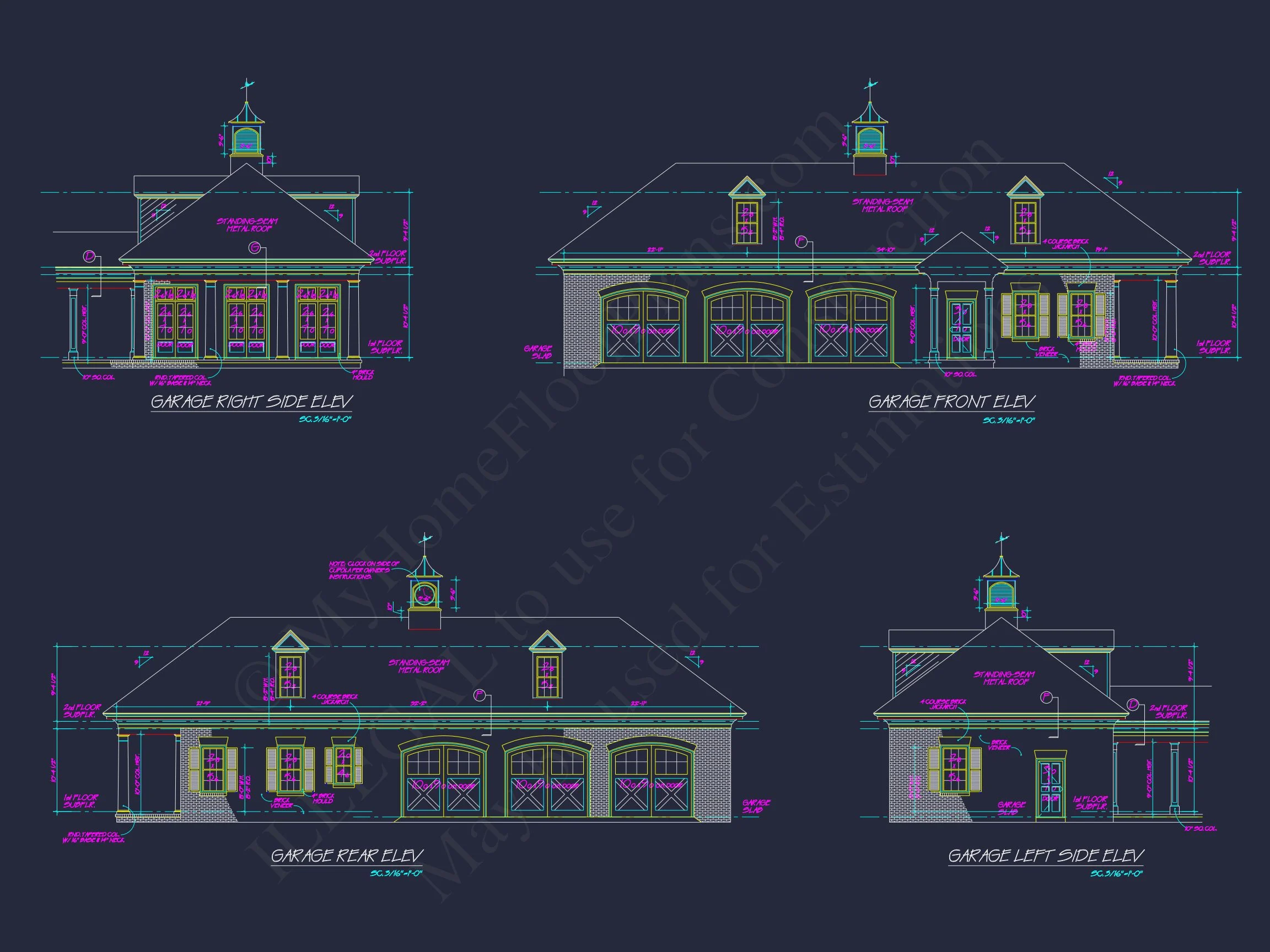 7-1006 HOUSE PLAN - Georgian Home Plan - 4-Bed, 4-Bath, 6,293 SF 4 2-Story Luxury CAD Blueprint