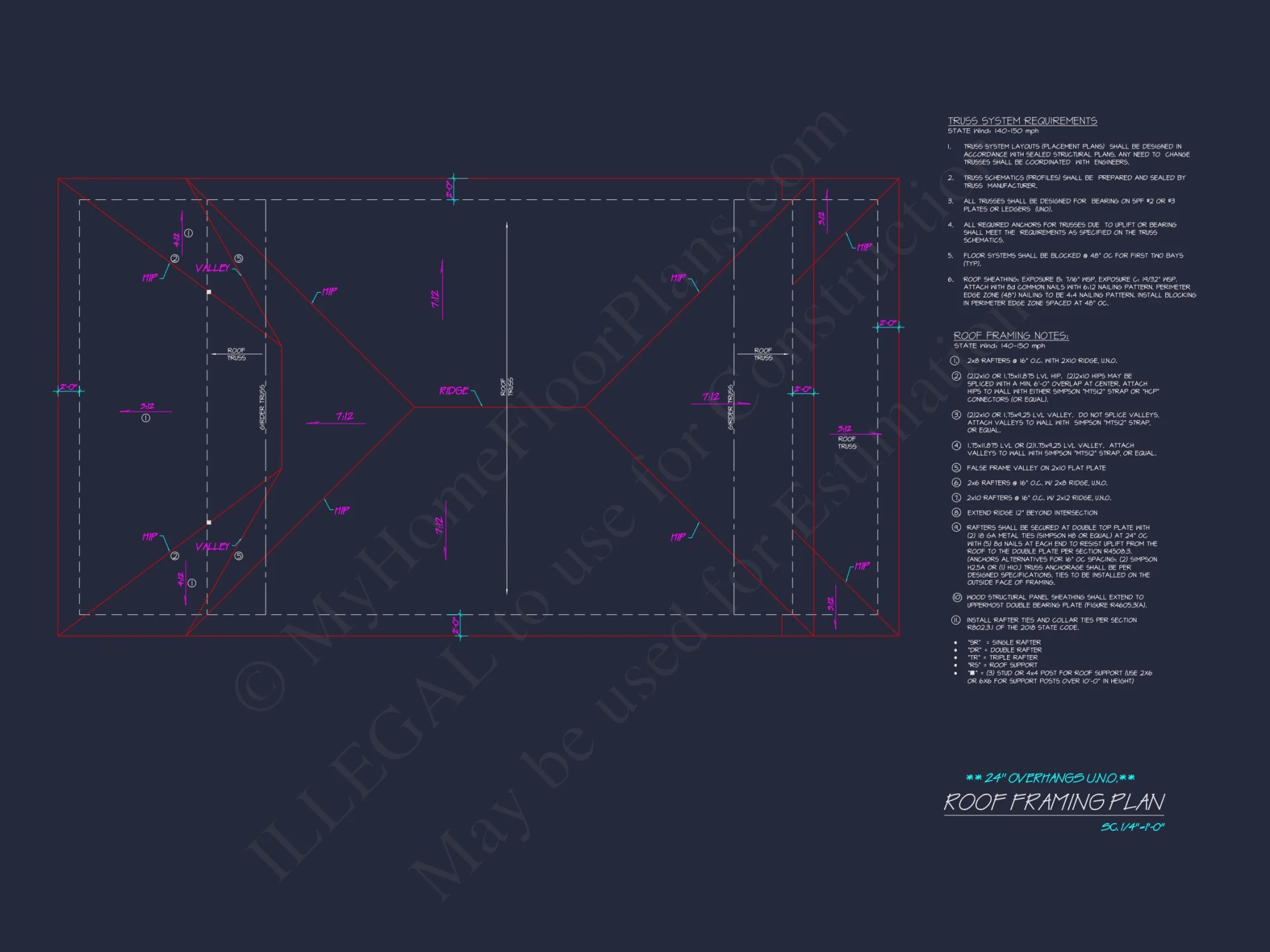 Modern house Plan: Detailed Floor Plan, CAD Designs & Blueprint