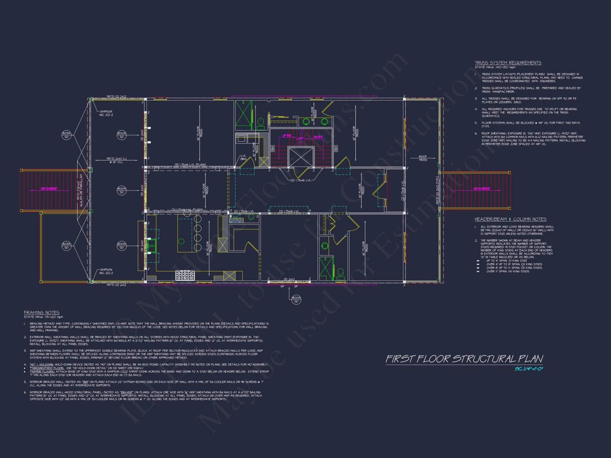 Modern house Plan: Detailed Floor Plan, CAD Designs & Blueprint