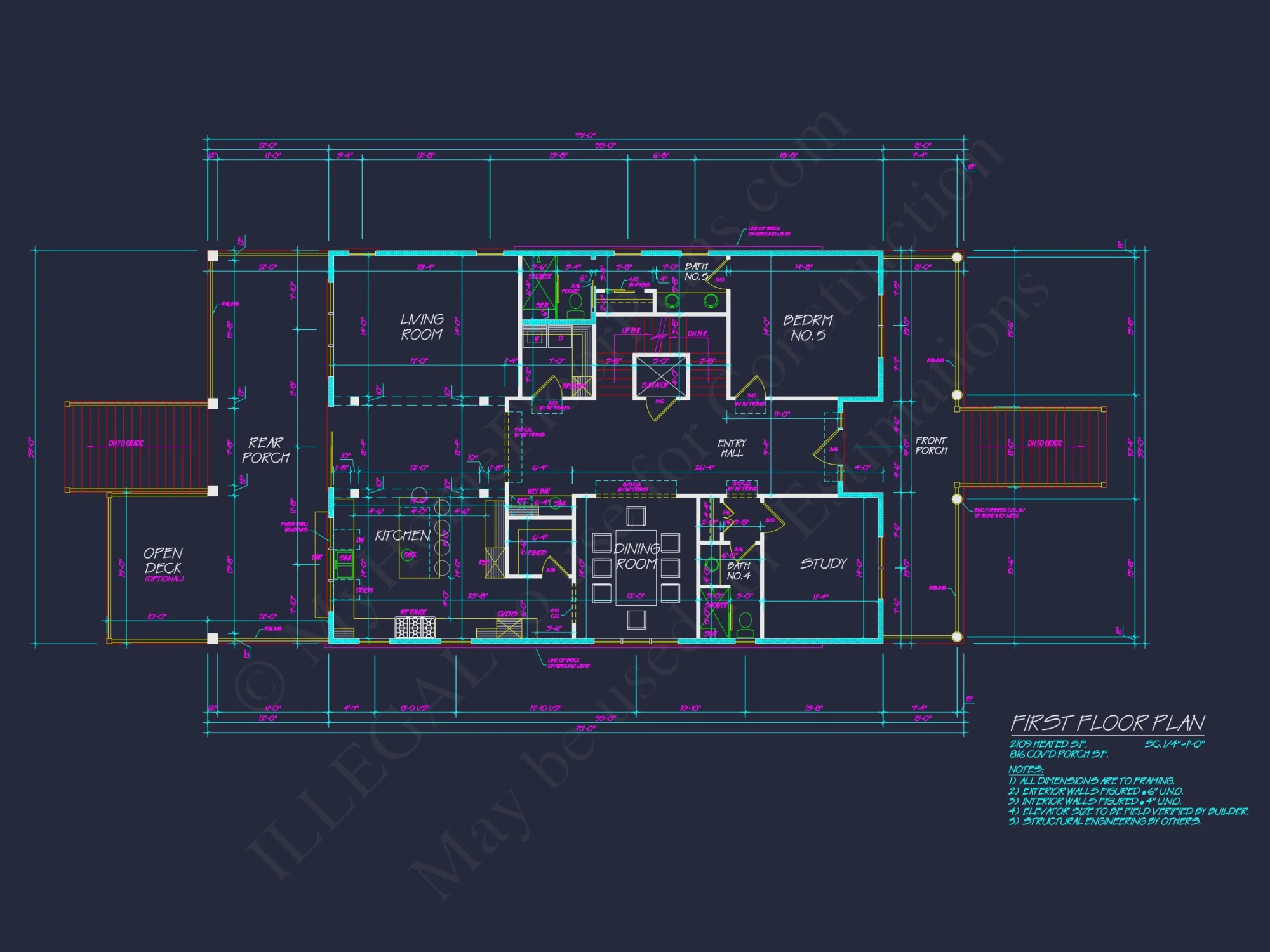 Modern house Plan: Detailed Floor Plan, CAD Designs & Blueprint