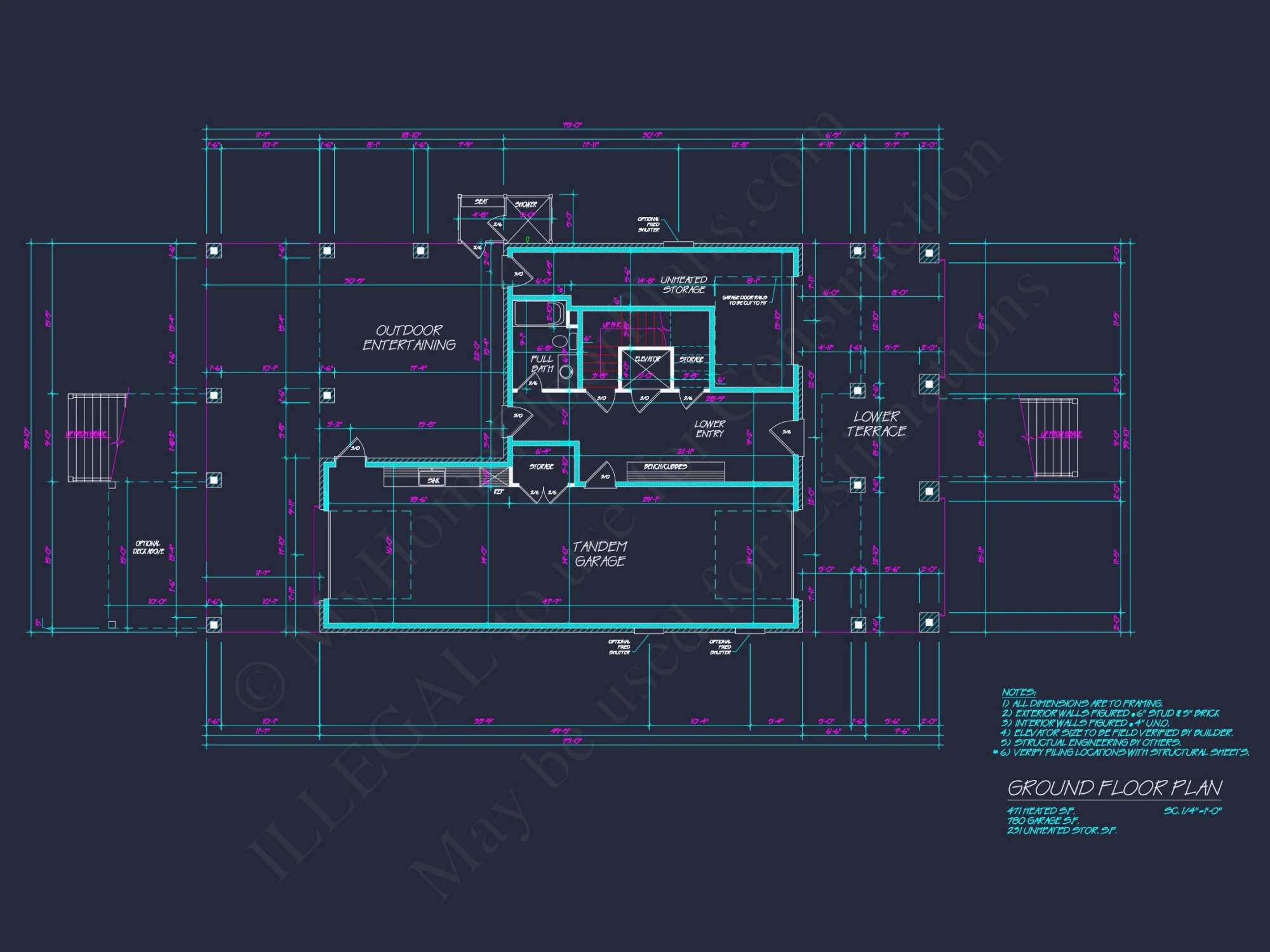 Modern house Plan: Detailed Floor Plan, CAD Designs & Blueprint