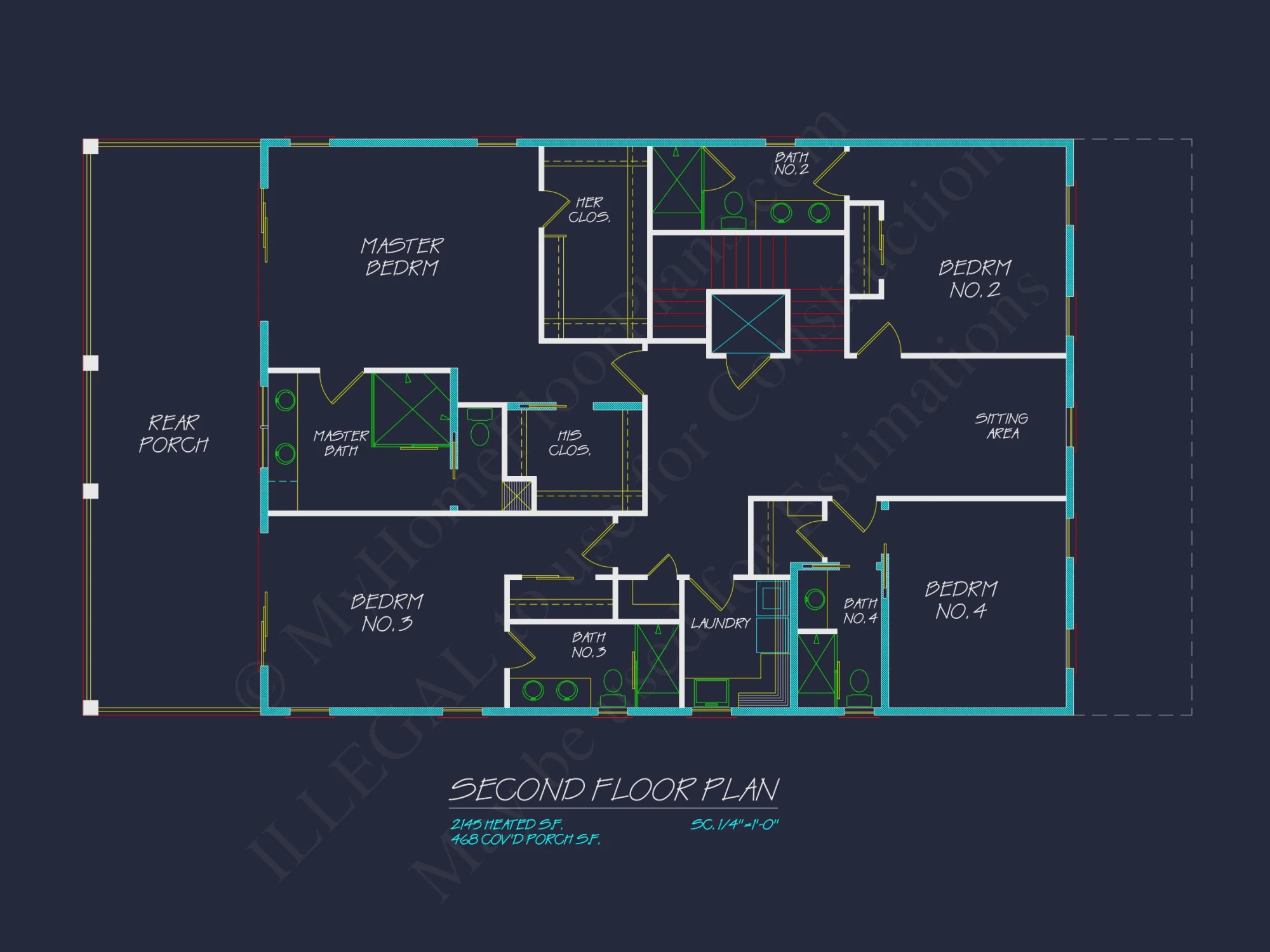 Modern house Plan: Detailed Floor Plan, CAD Designs & Blueprint
