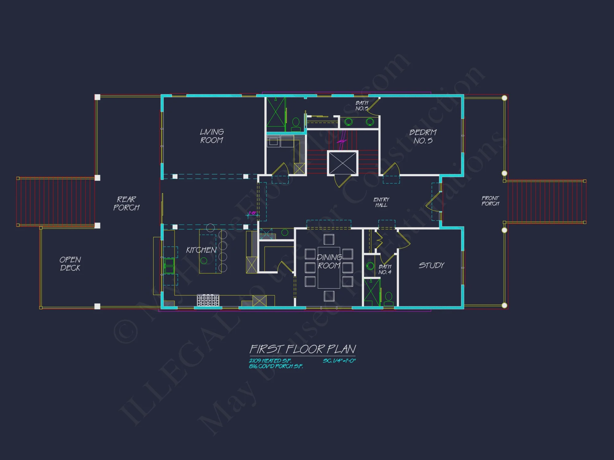 Modern house Plan: Detailed Floor Plan, CAD Designs & Blueprint