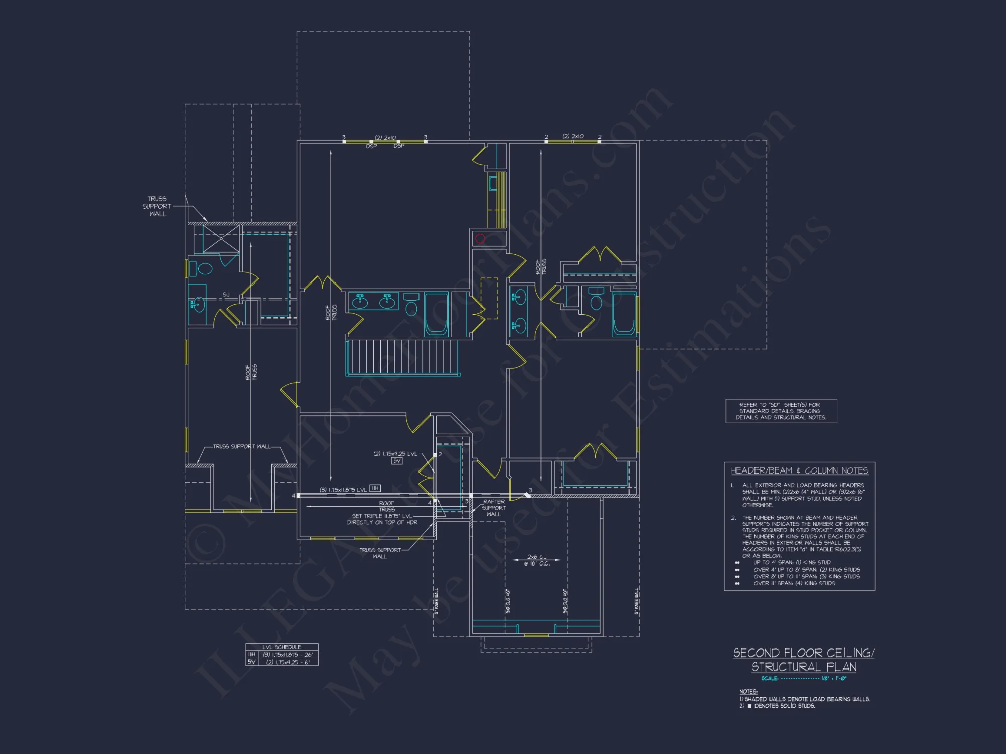 Traditional house Design with Floor Plans, CAD, and Blueprint