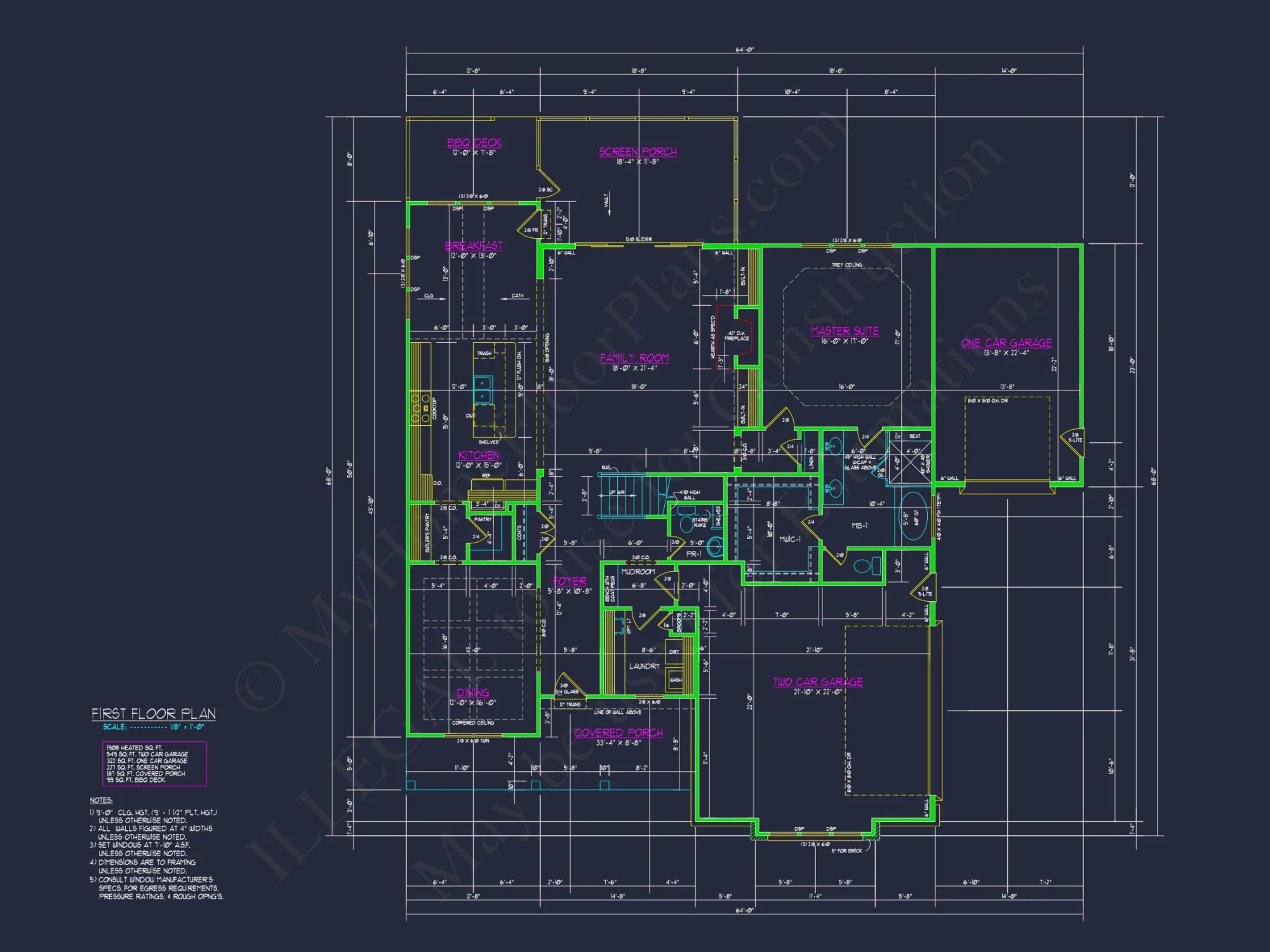 Traditional house Design with Floor Plans, CAD, and Blueprint