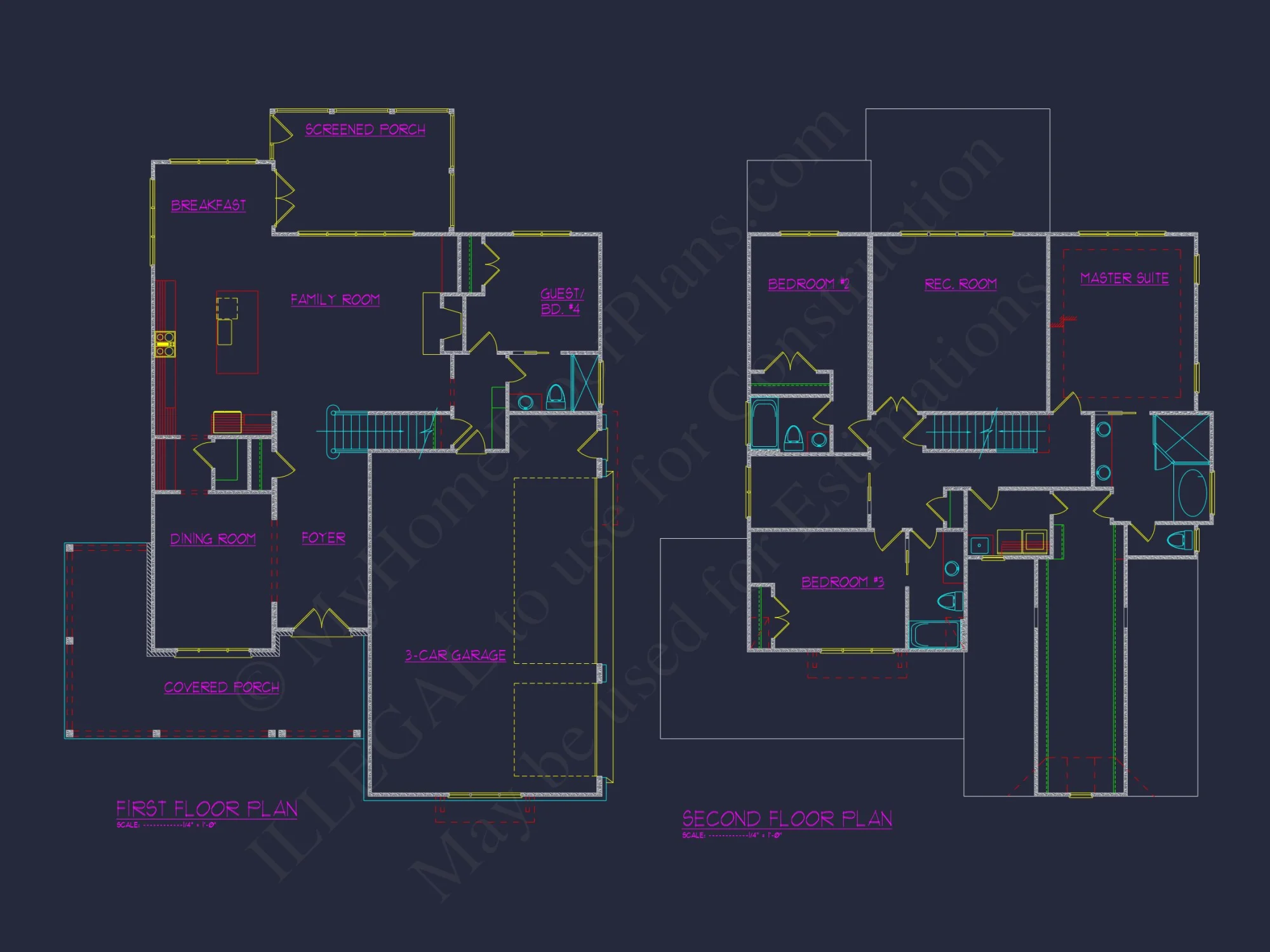 Elegant house Plan with 4 Bedrooms, Floor Plan & CAD Design